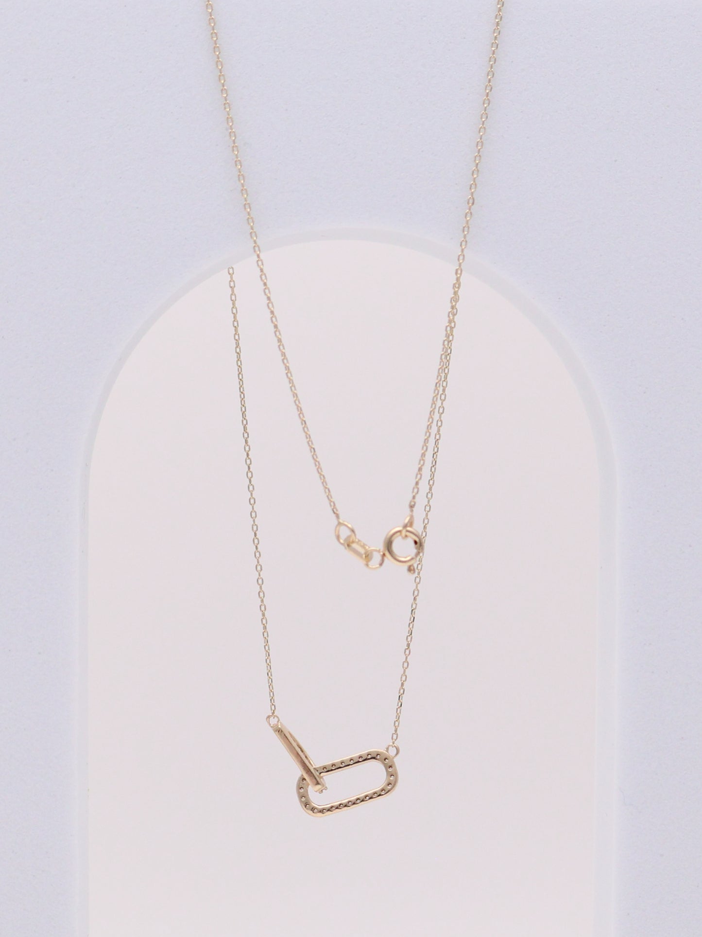 14k Diamond Rectangle Link Necklace