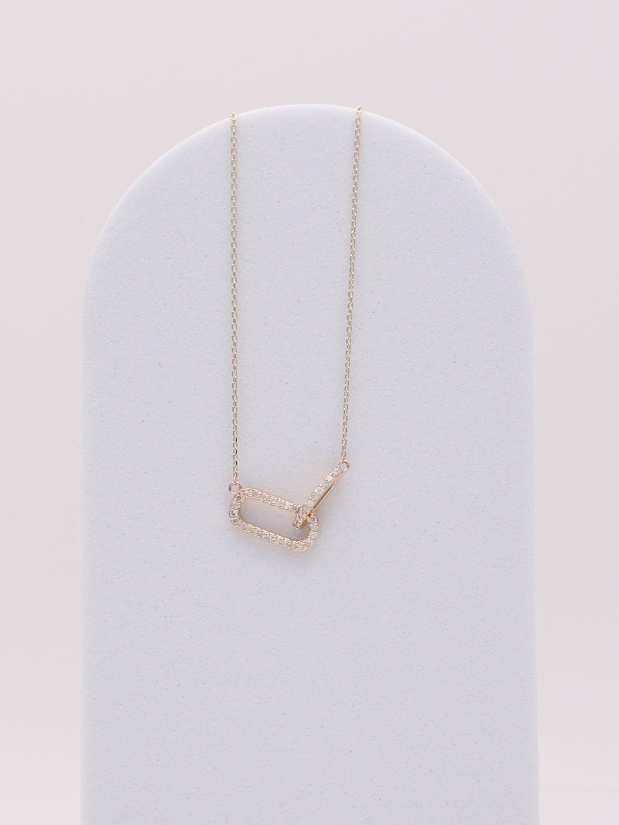 14k Diamond Rectangle Link Necklace
