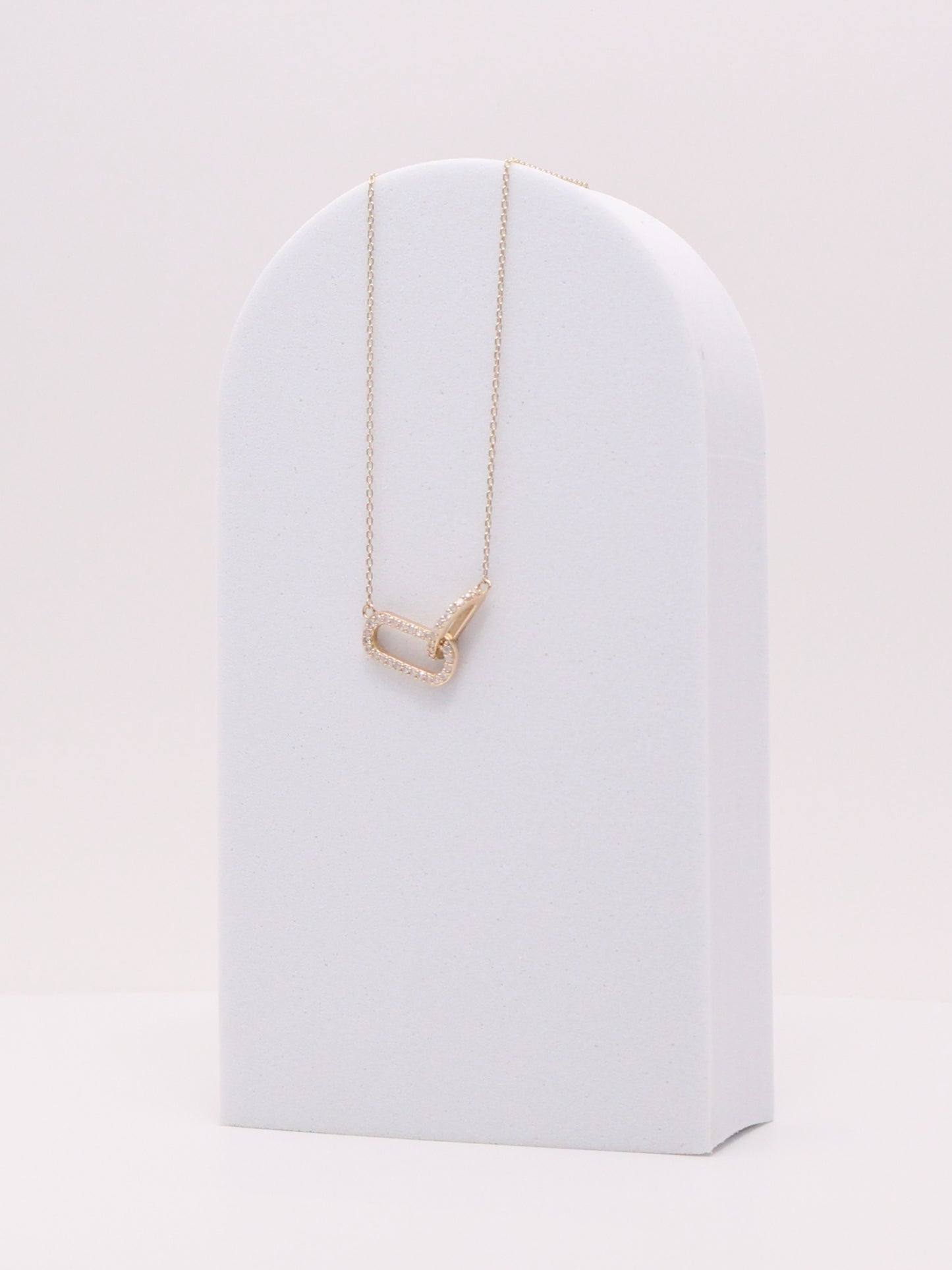 14k Diamond Rectangle Link Necklace