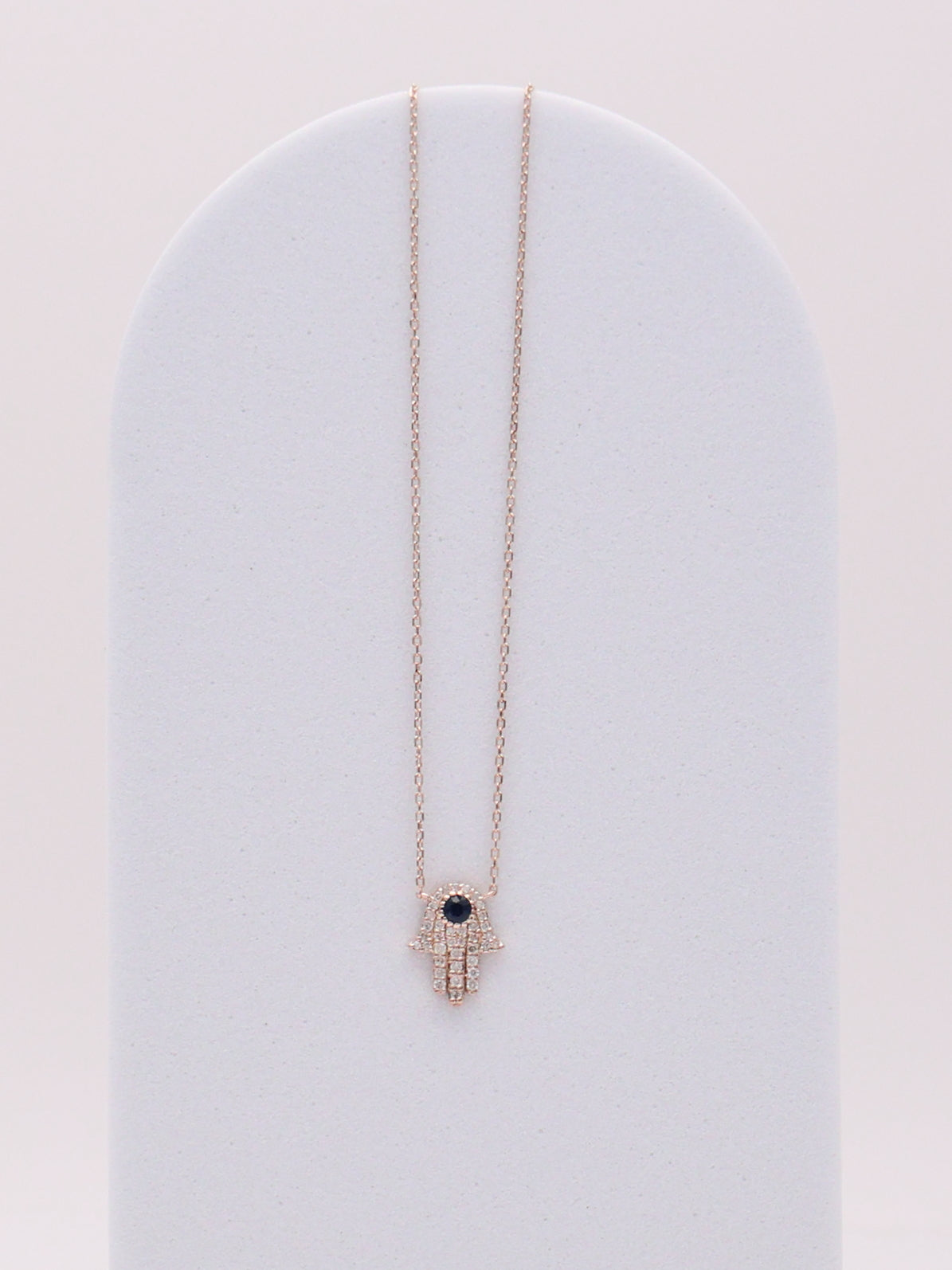 14k RG Diamond Hamsa Hand Necklace