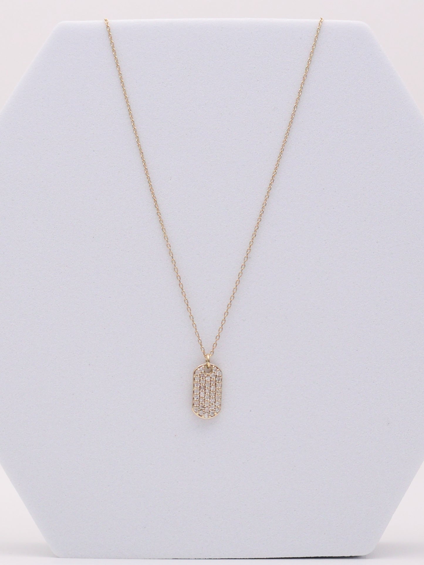 14k Diamond Tag Necklace