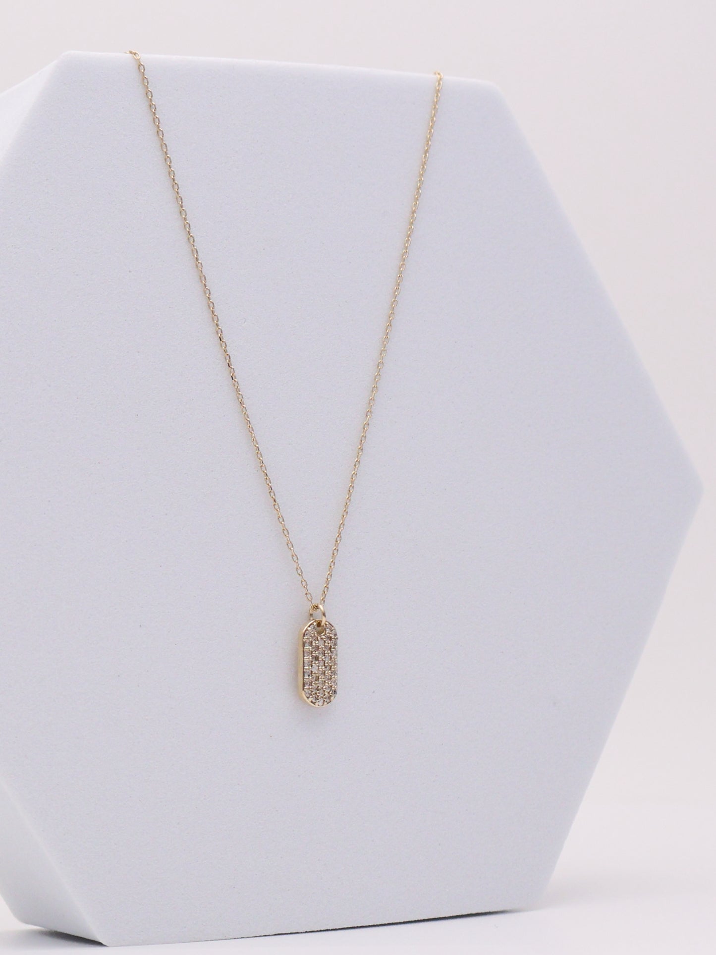 14k Diamond Tag Necklace
