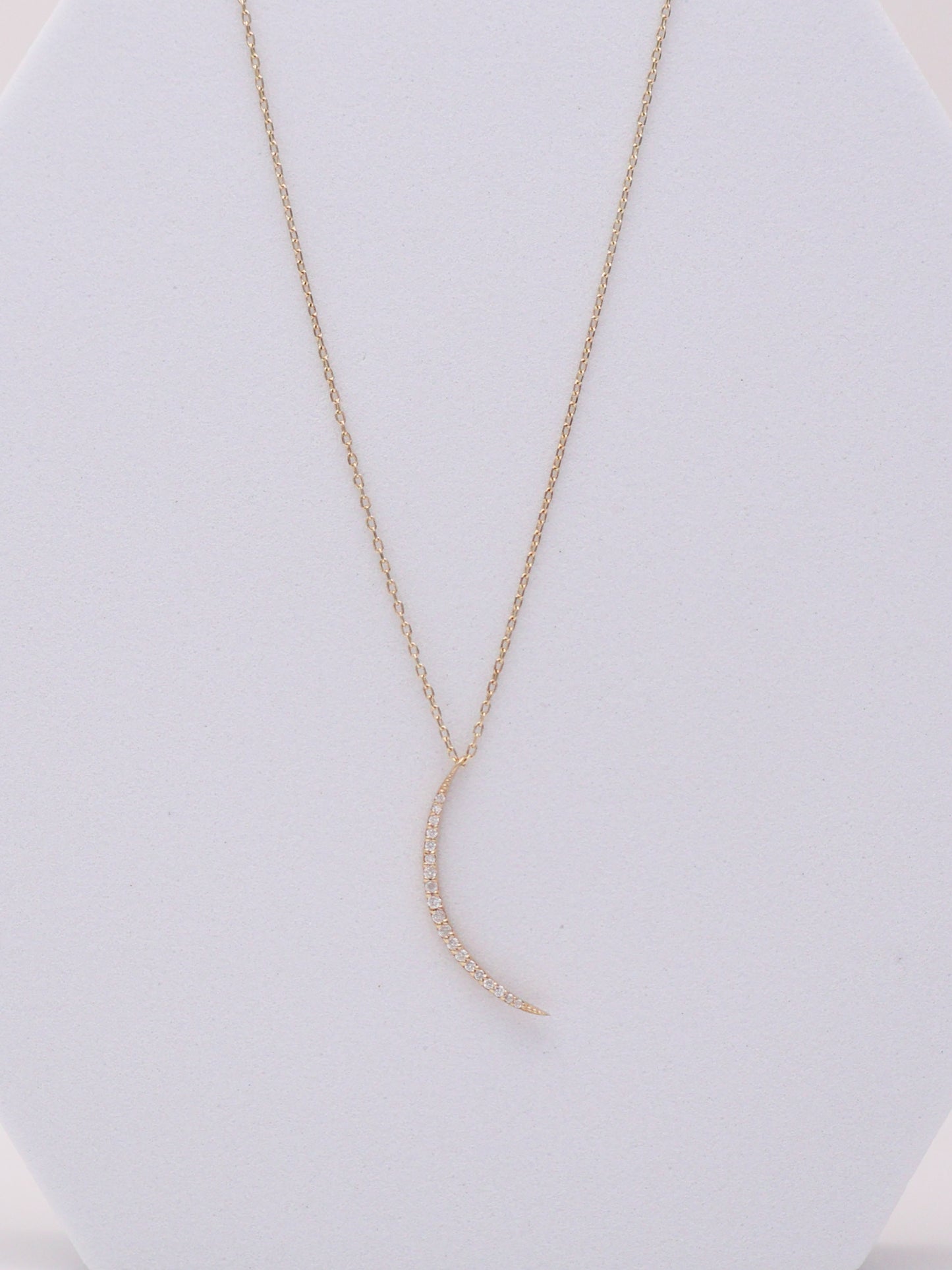 14k Diamond Crescent Moon Necklace