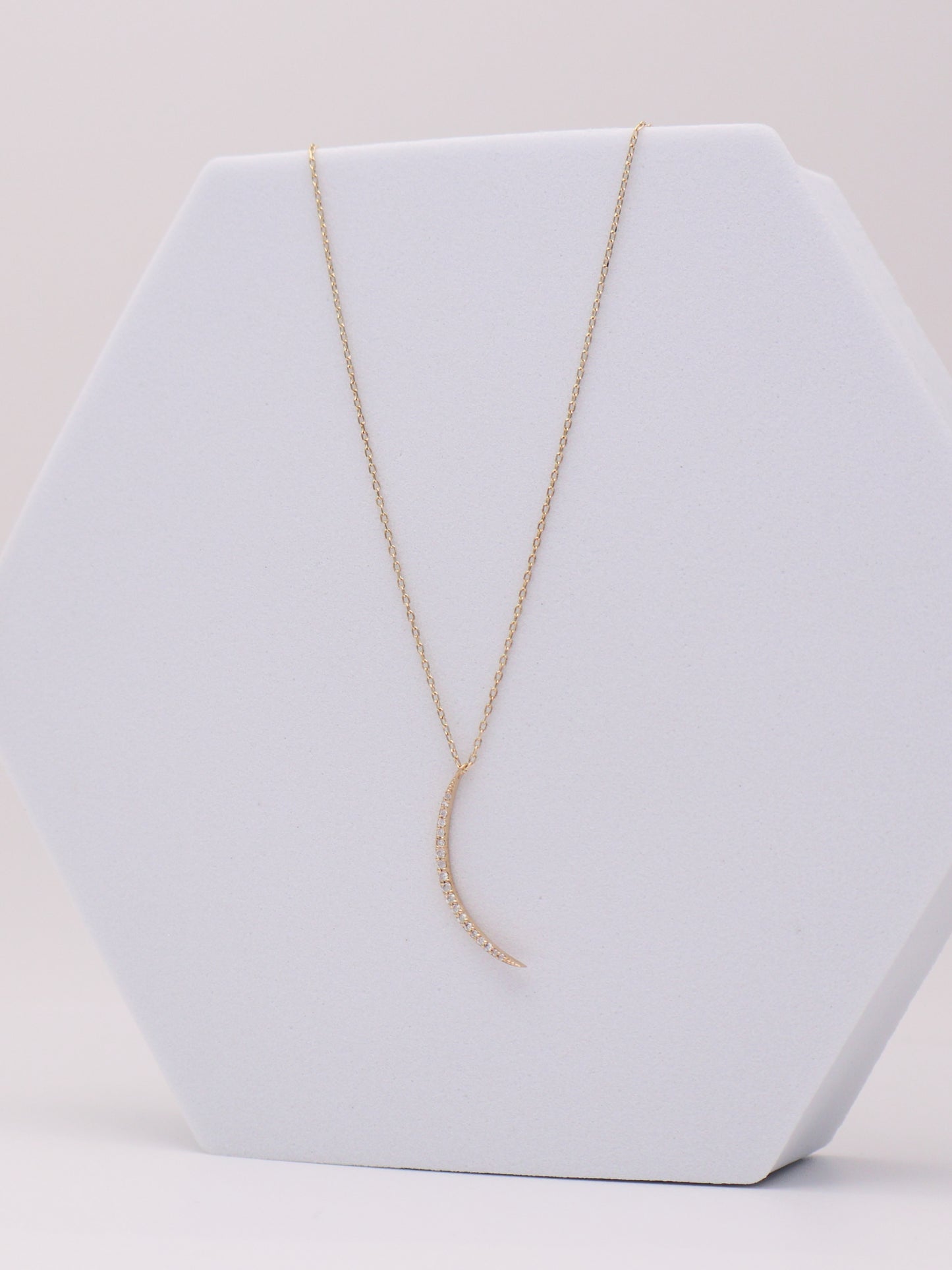 14k Diamond Crescent Moon Necklace