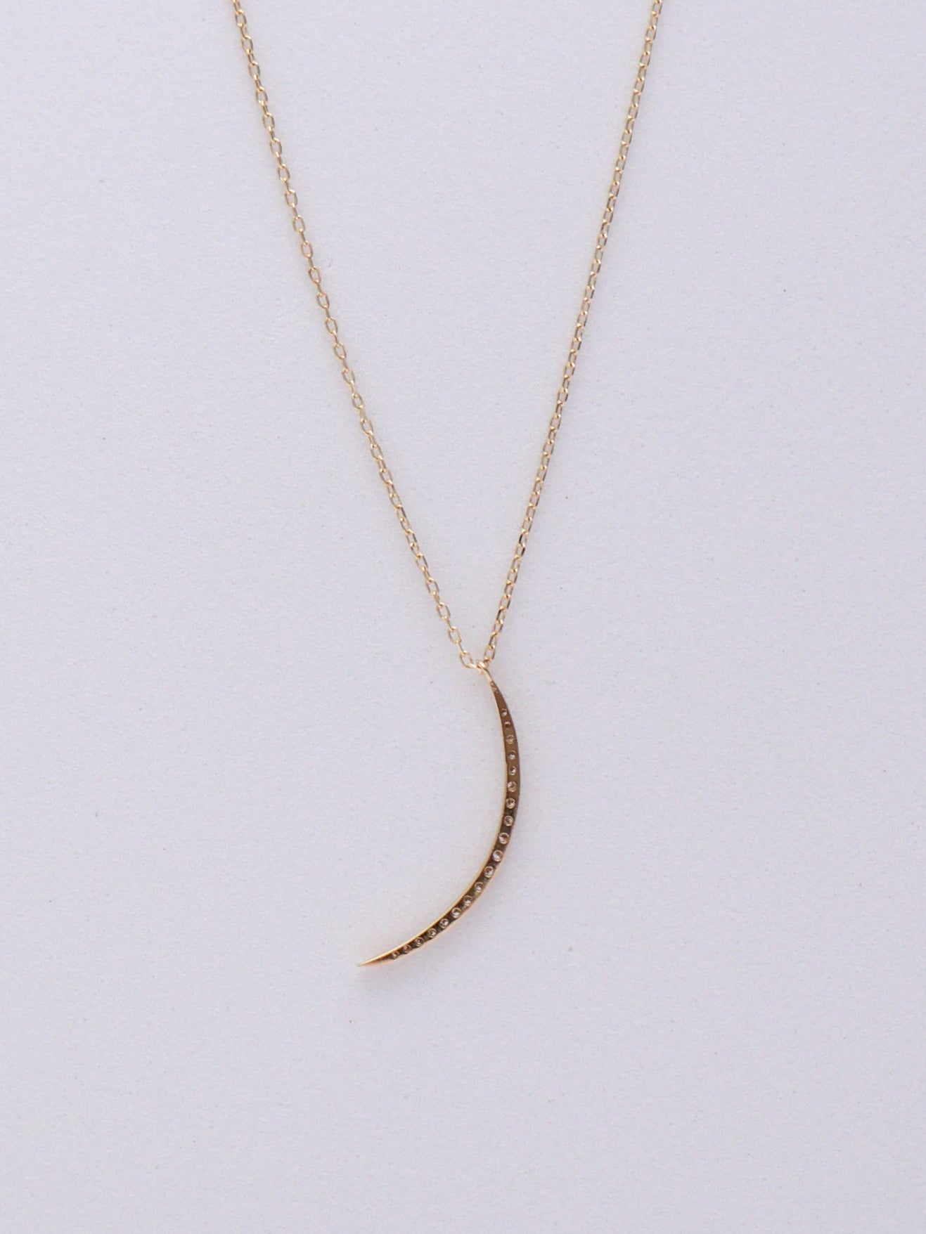 14k Diamond Crescent Moon Necklace