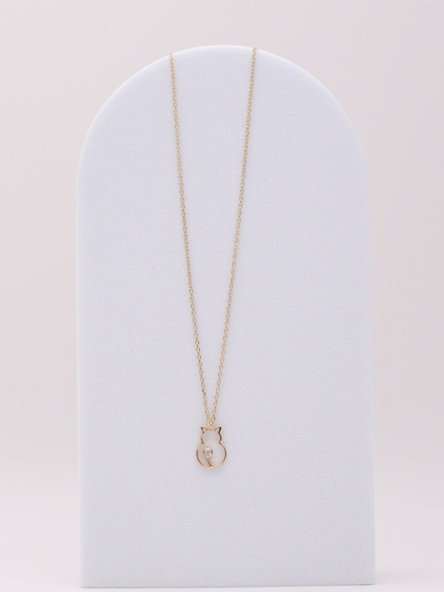 14k Diamond Cat Necklace