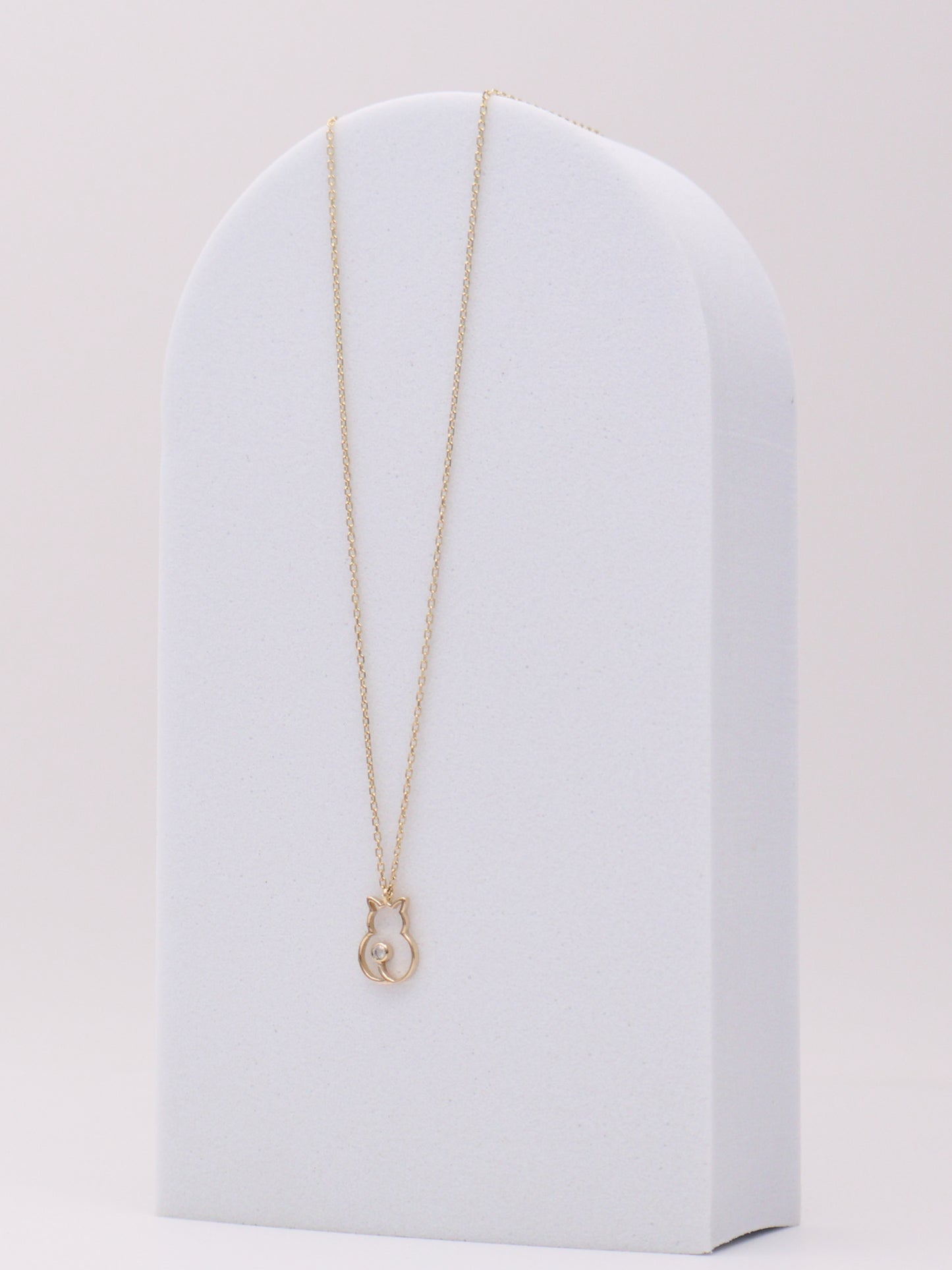 14k Diamond Cat Necklace
