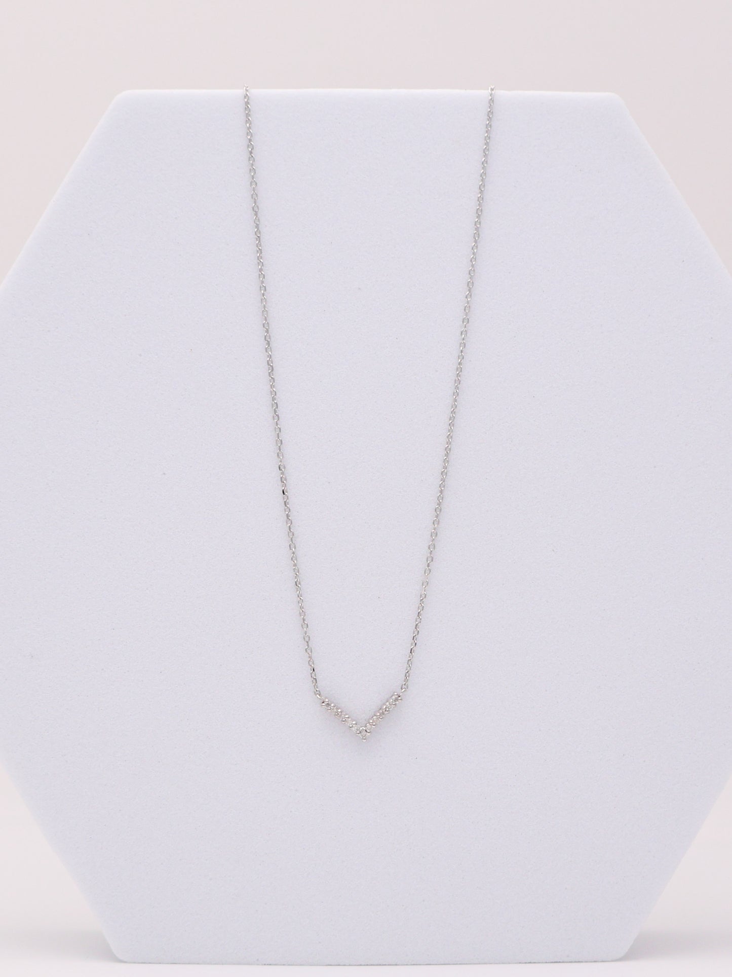 14k WG Diamond V Necklace
