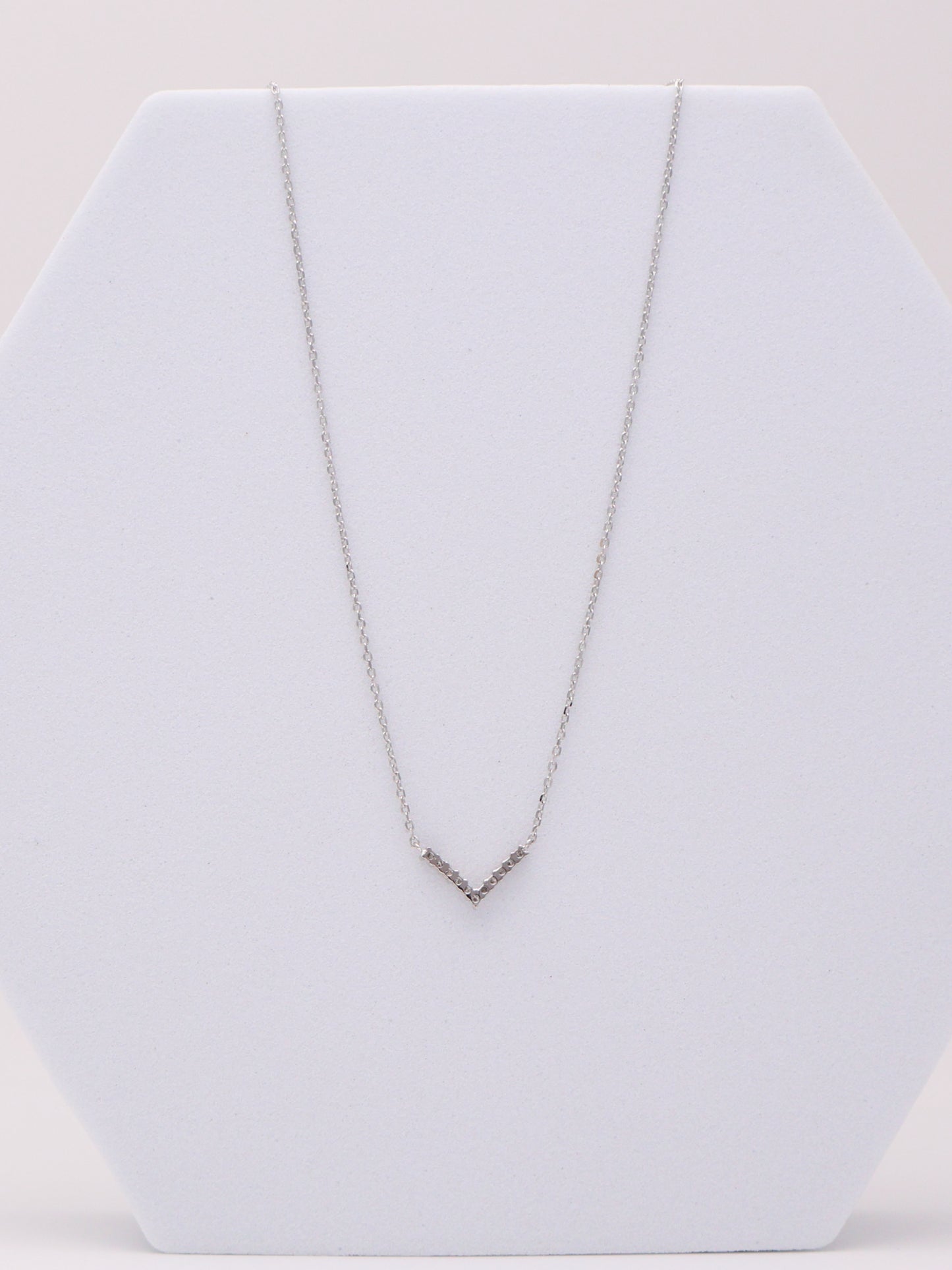 14k WG Diamond V Necklace