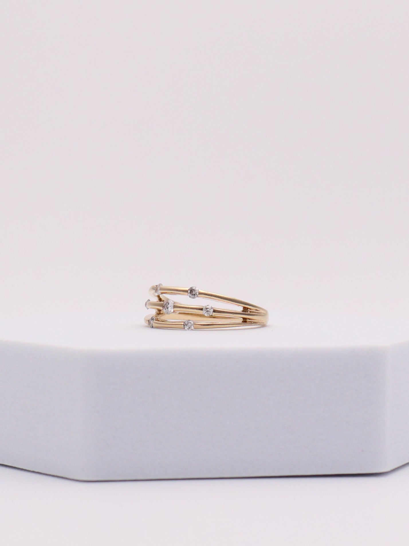 14k Diamond Orbit Ring