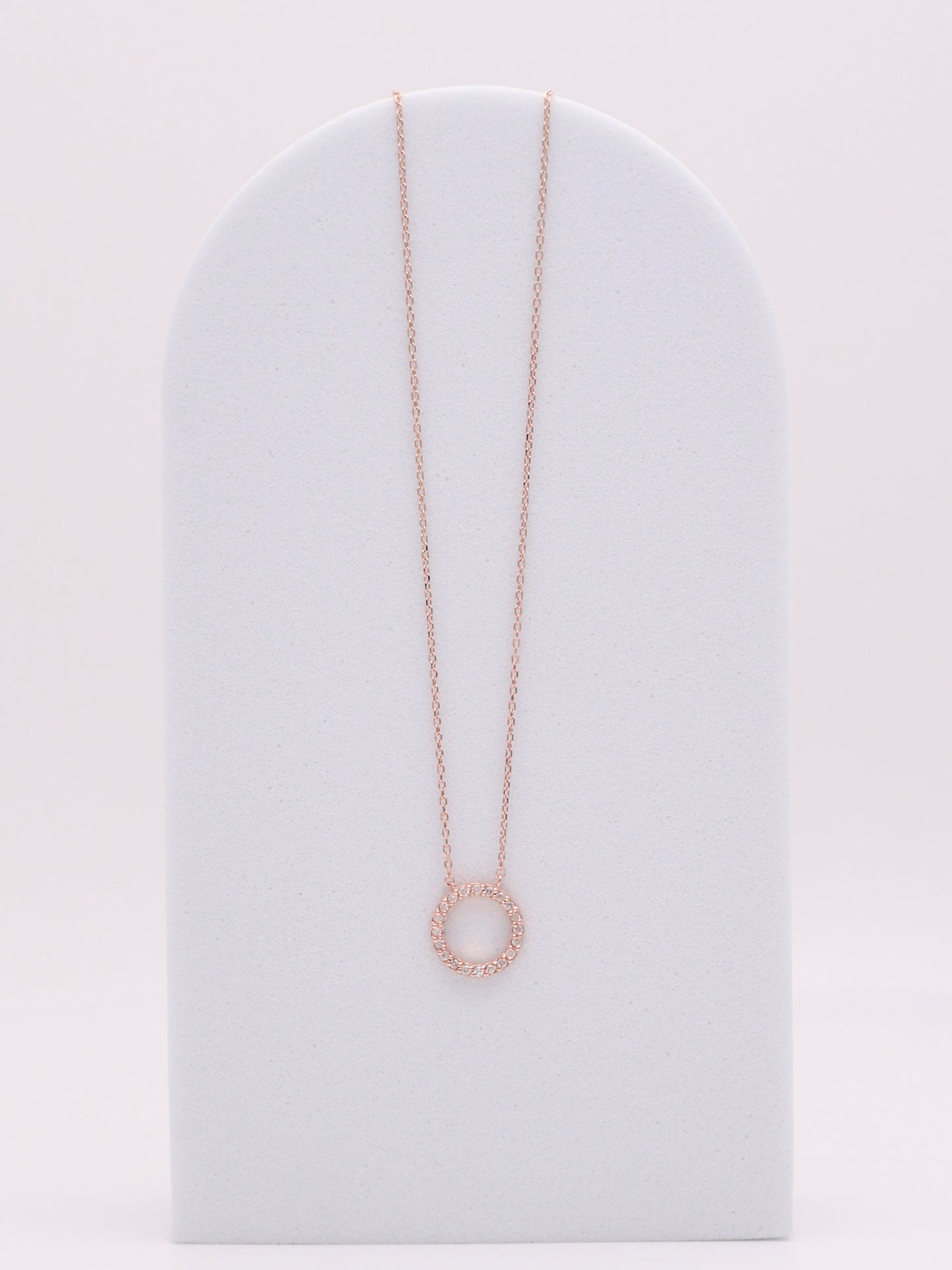 14k RG Diamond Circle Necklace