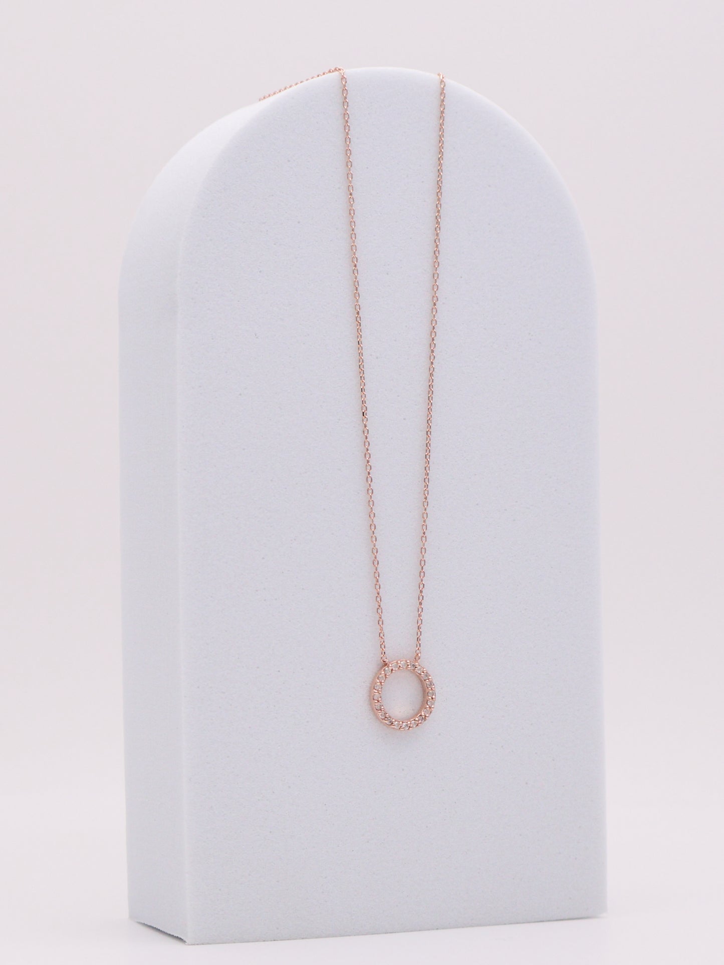 14k RG Diamond Circle Necklace