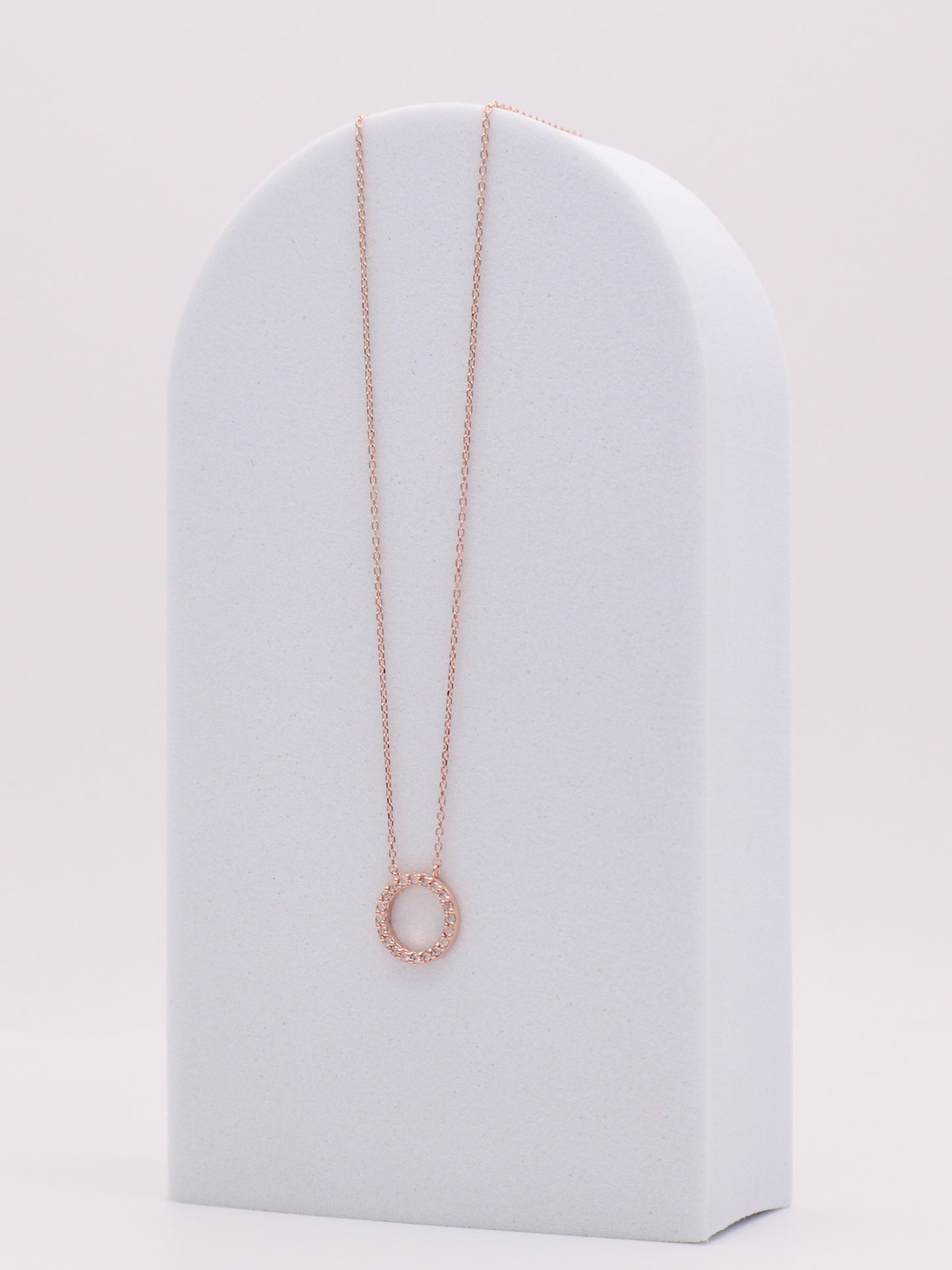 14k RG Diamond Circle Necklace