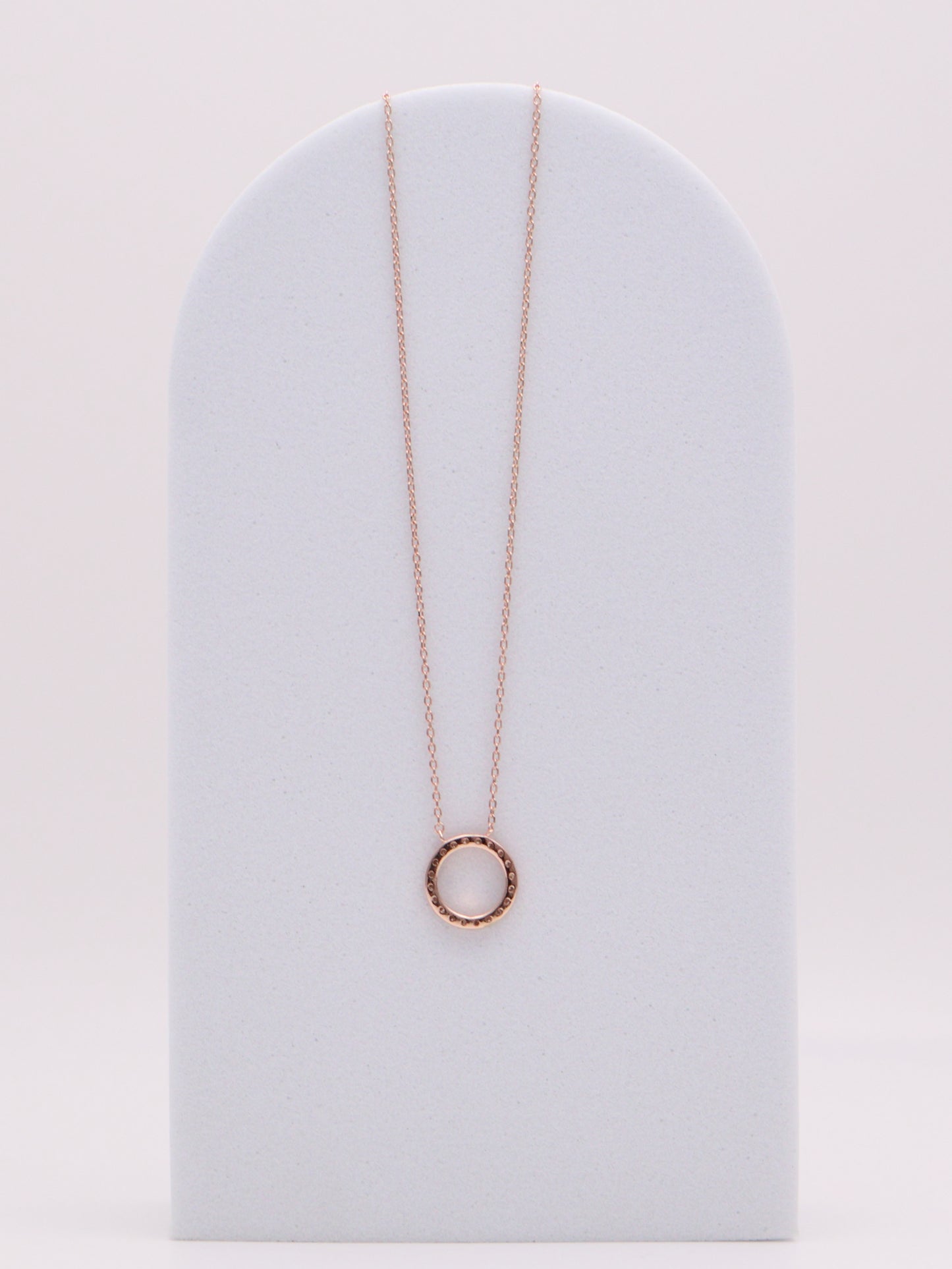 14k RG Diamond Circle Necklace