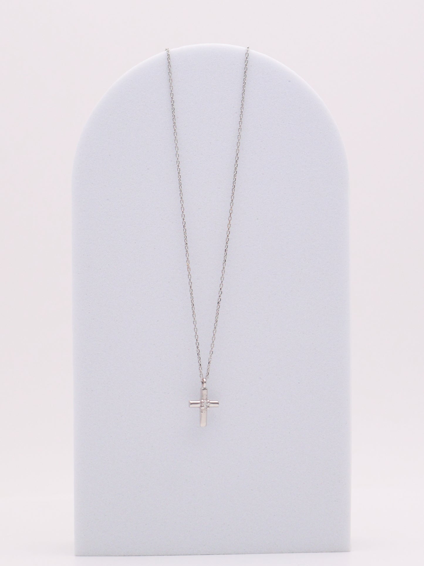 14k WG Diamond Cross Necklace