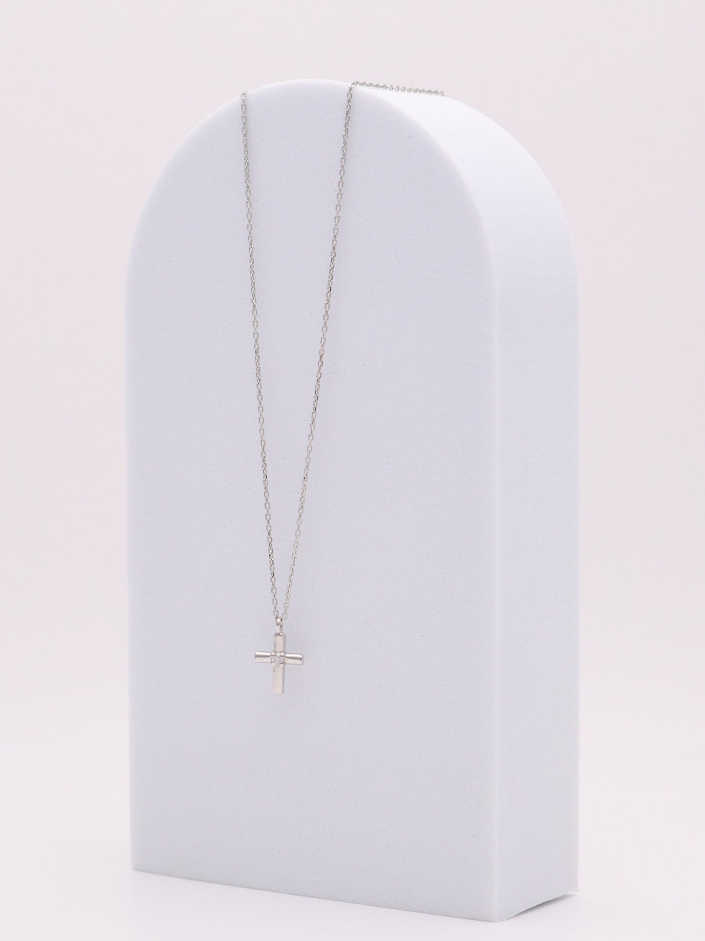 14k WG Diamond Cross Necklace