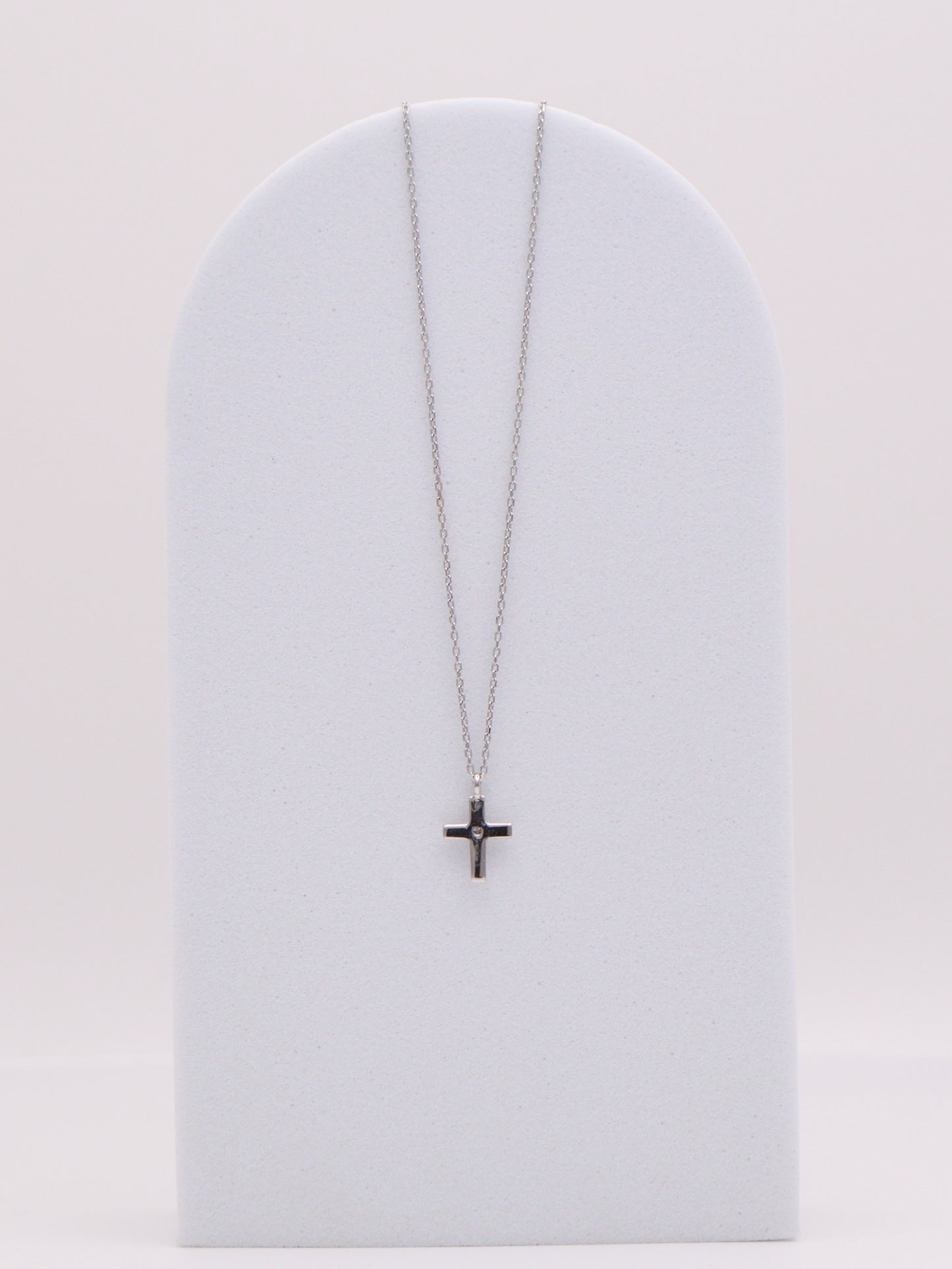 14k WG Diamond Cross Necklace
