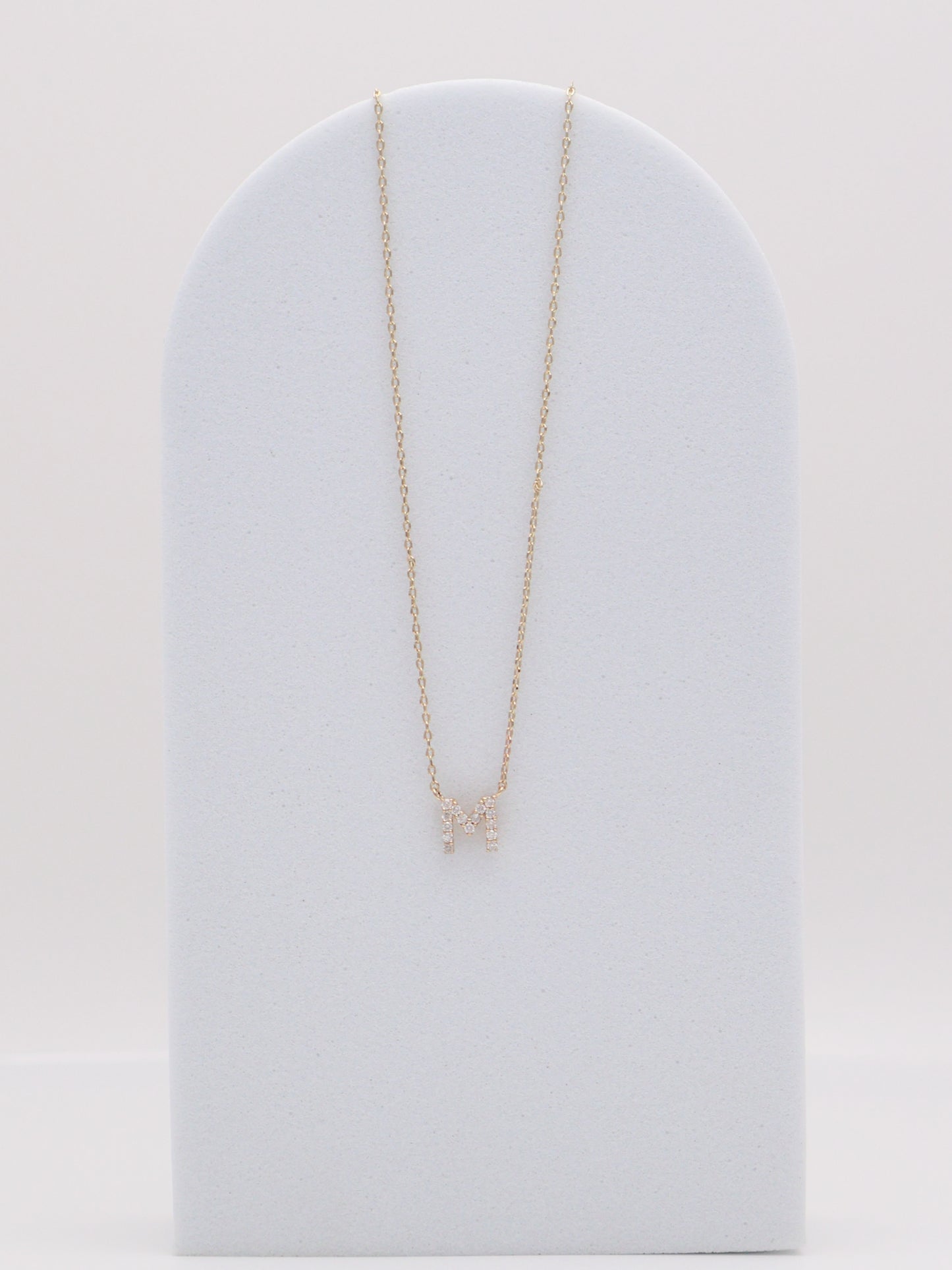 14k Letter "M" Diamond Necklace