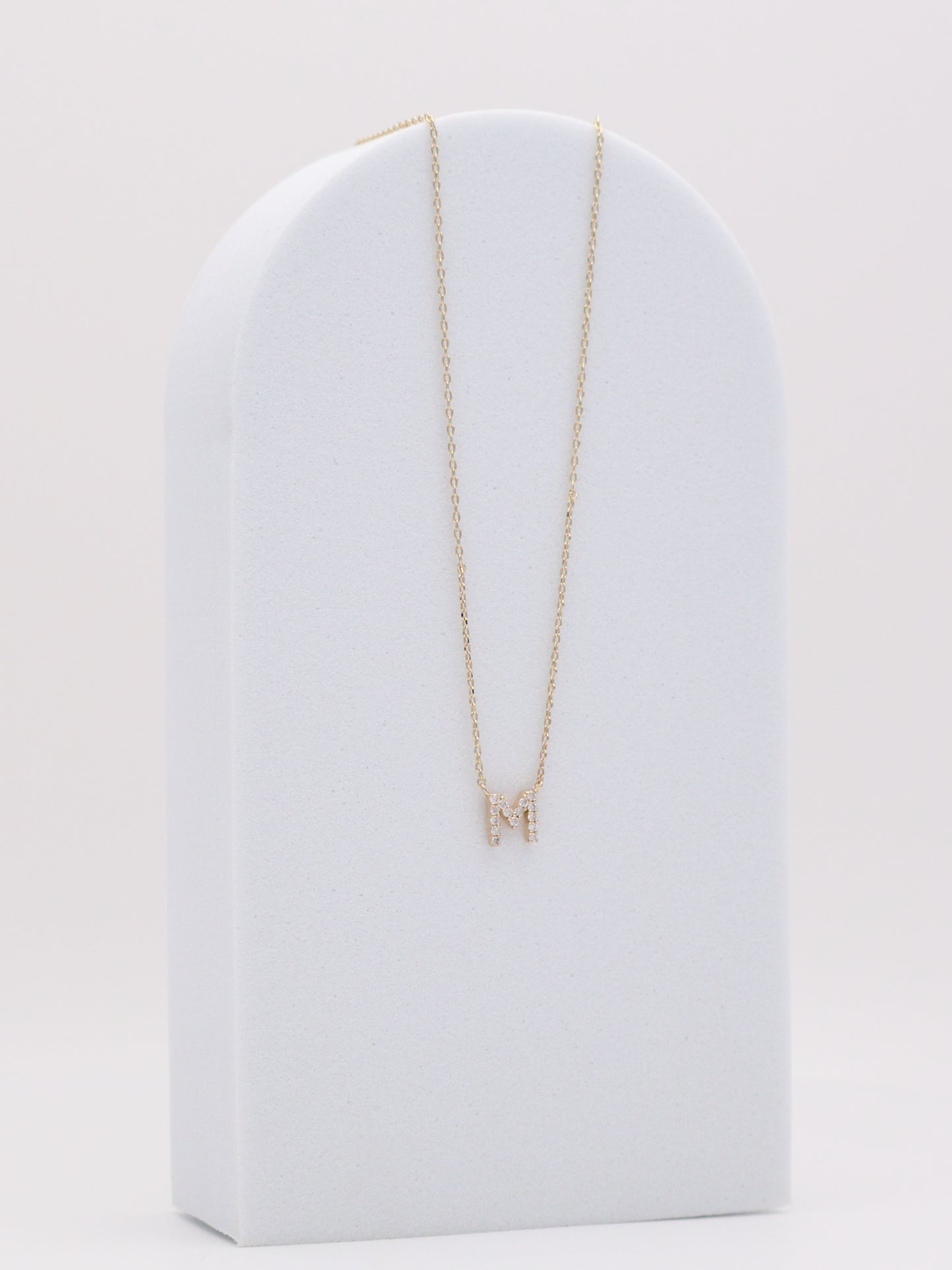 14k Letter "M" Diamond Necklace
