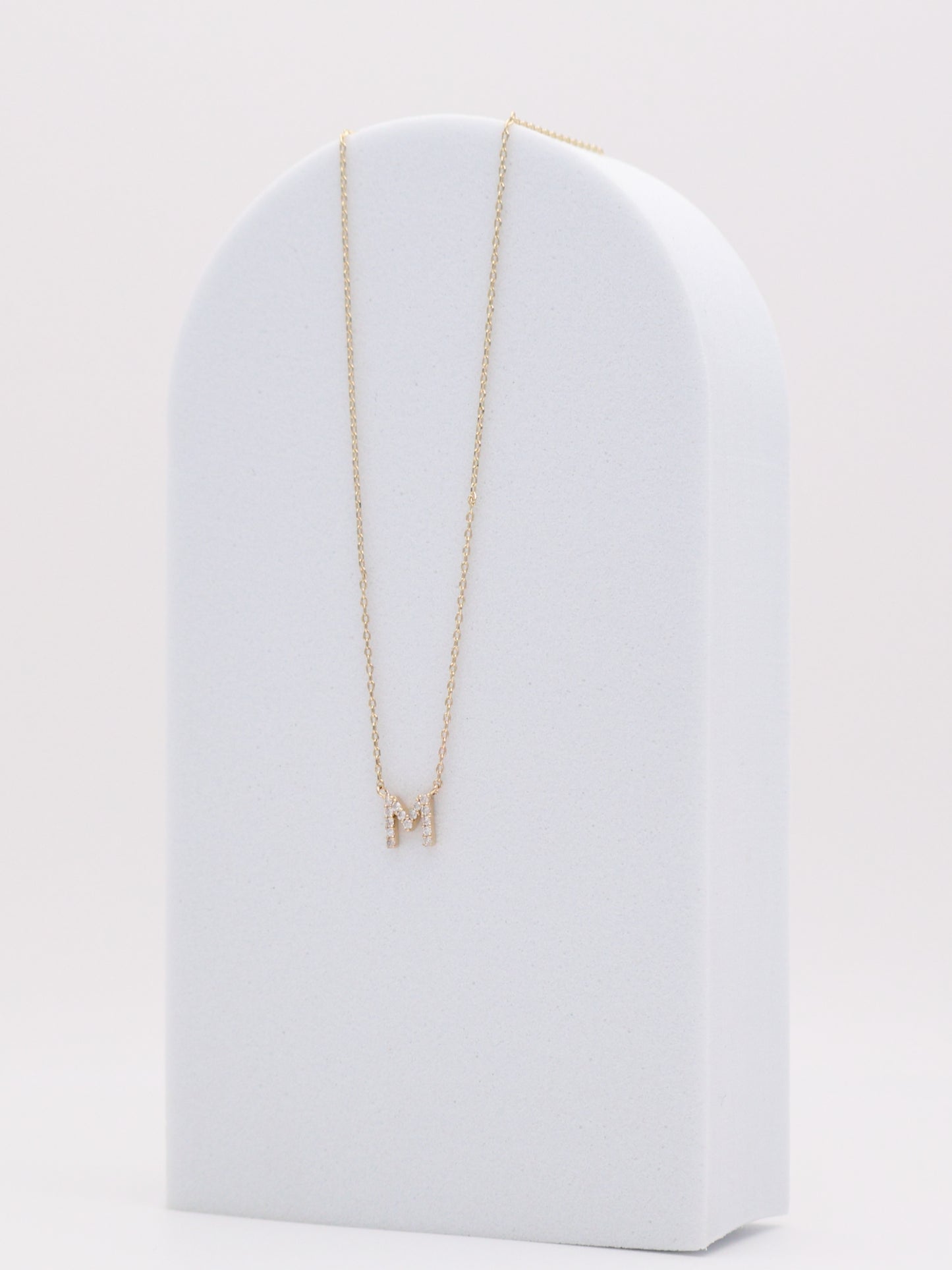 14k Letter "M" Diamond Necklace