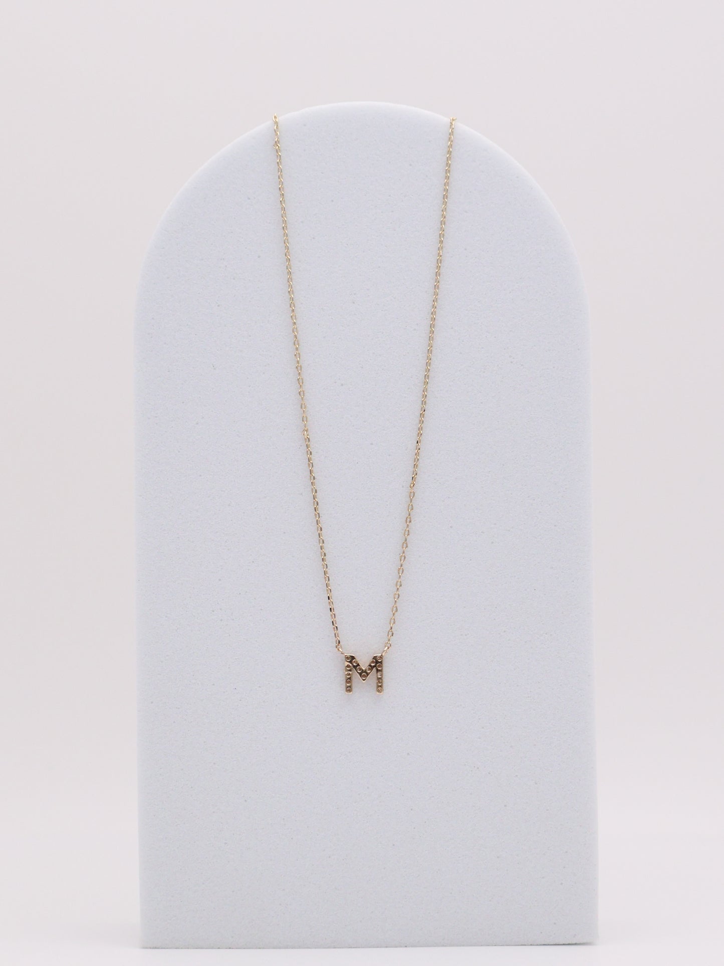 14k Letter "M" Diamond Necklace