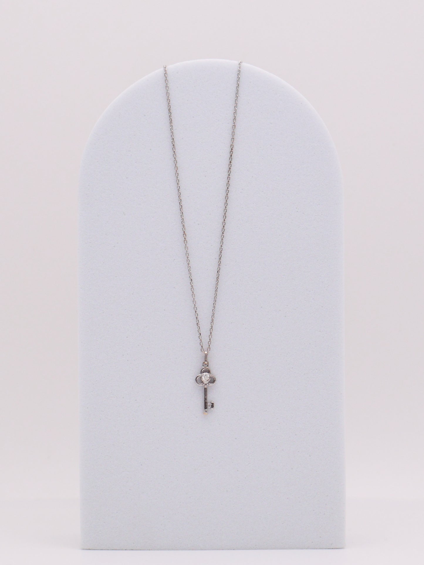 14k WG Diamond Key Necklace