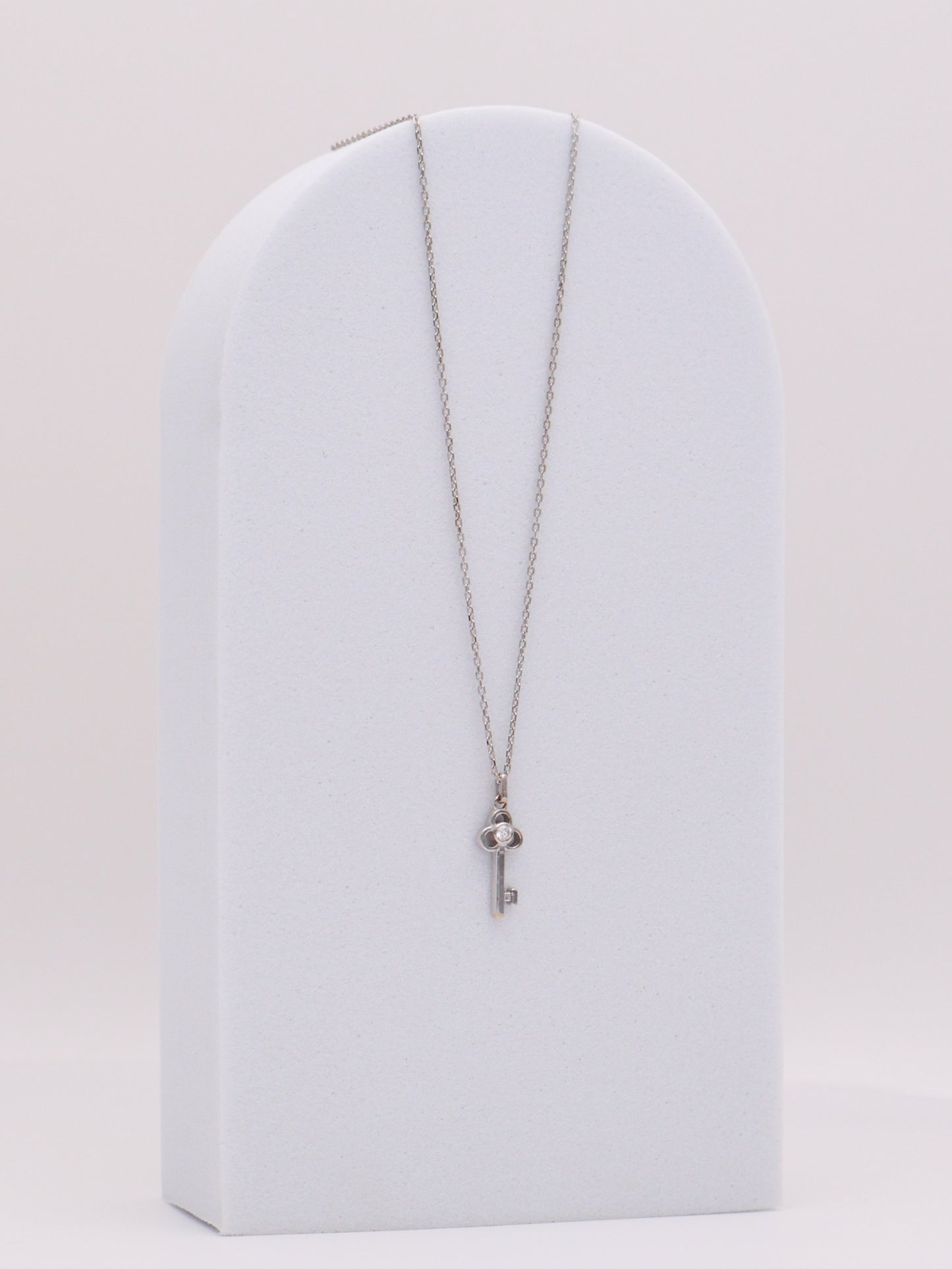 14k WG Diamond Key Necklace