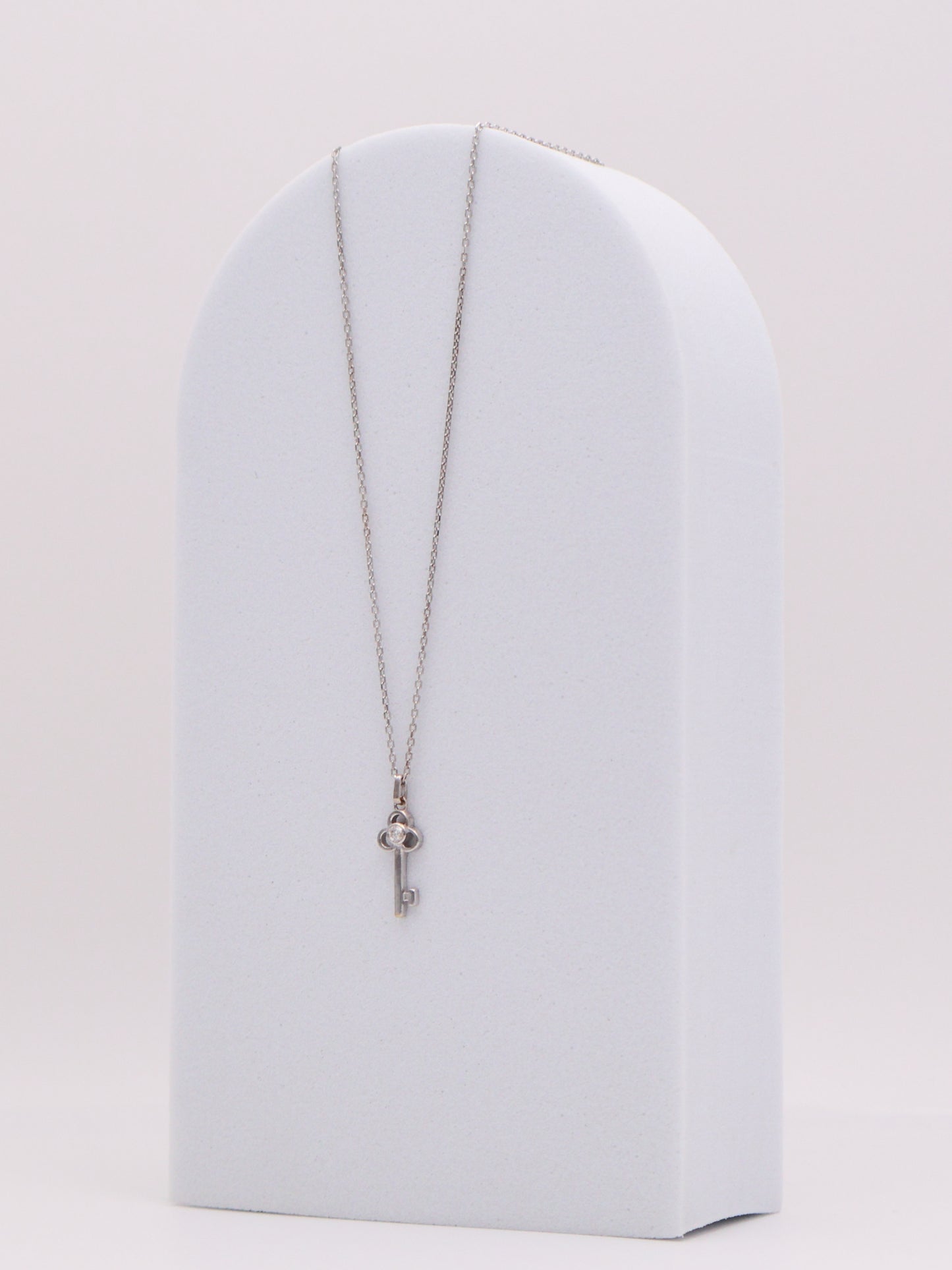 14k WG Diamond Key Necklace