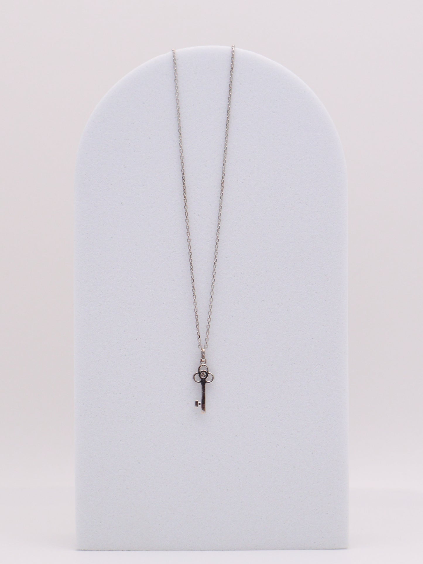 14k WG Diamond Key Necklace