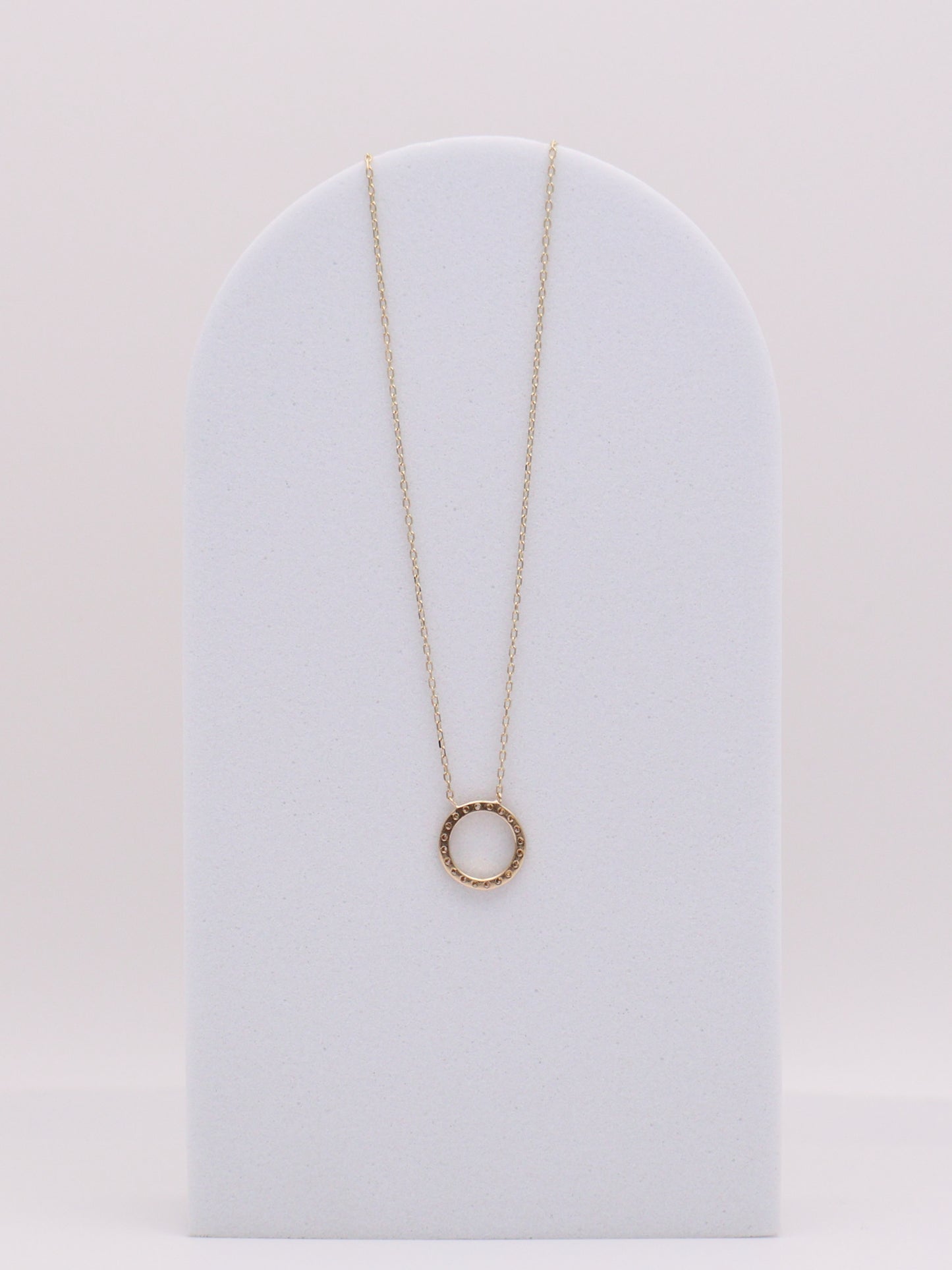 14k Diamond Circle Necklace