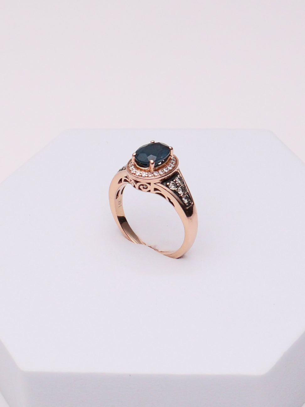 14K Rose Gold Blue Topaz & Diamond Le Vian Ring