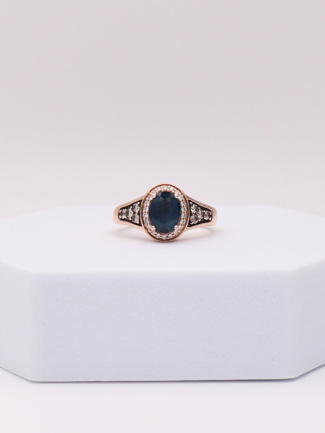 14K Rose Gold Blue Topaz & Diamond Le Vian Ring