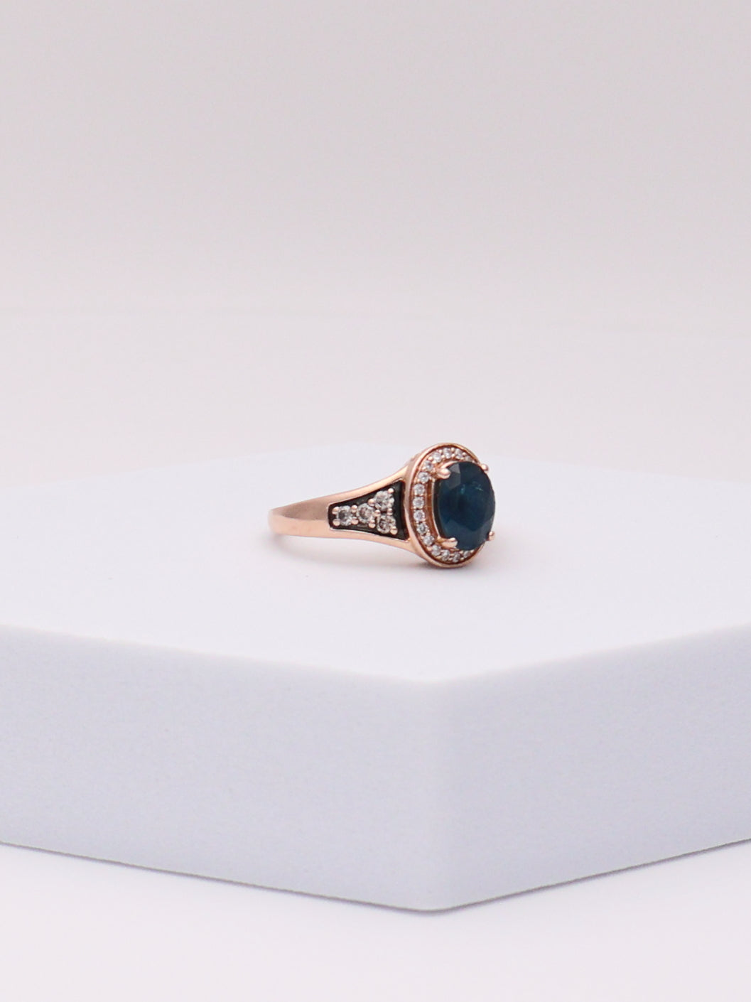 14K Rose Gold Blue Topaz & Diamond Le Vian Ring
