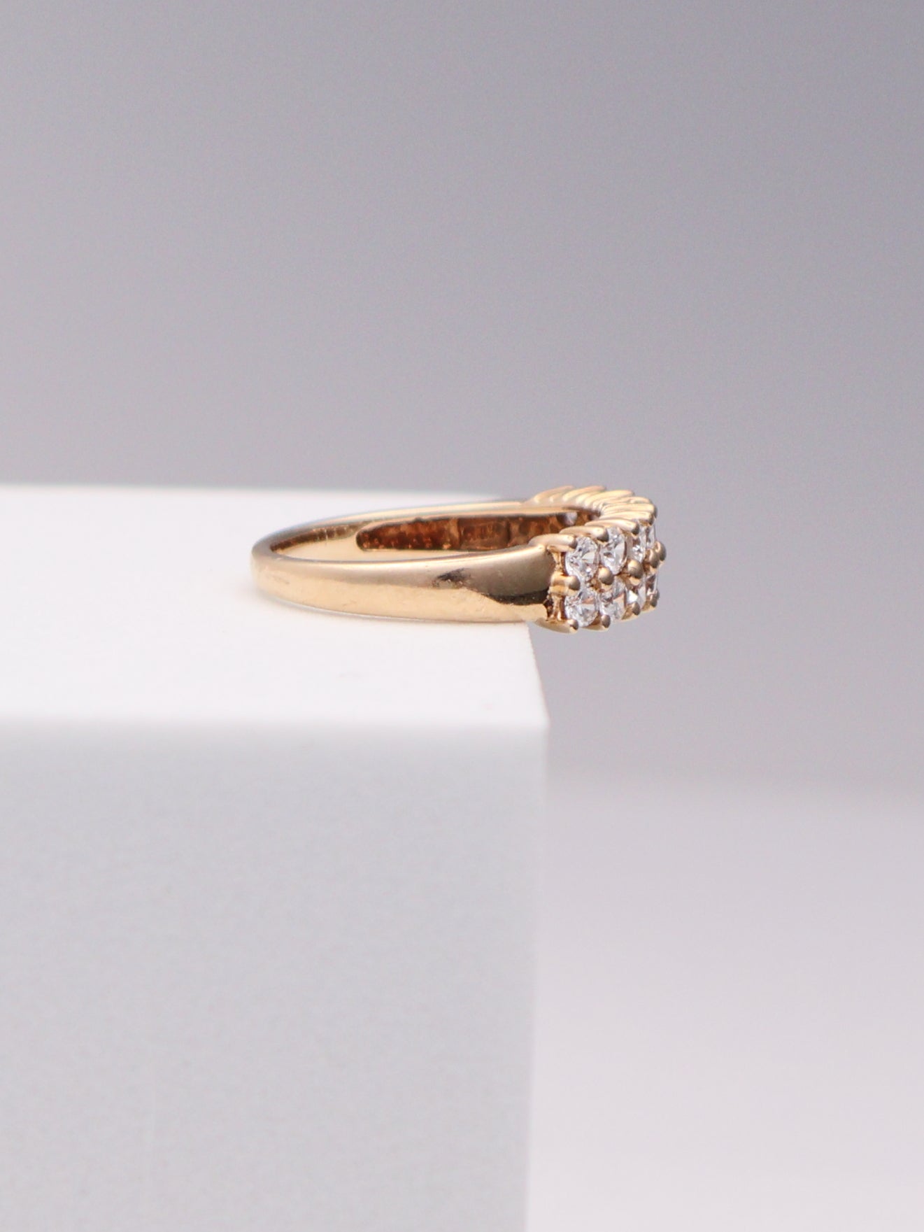 14k Double CZ Ring