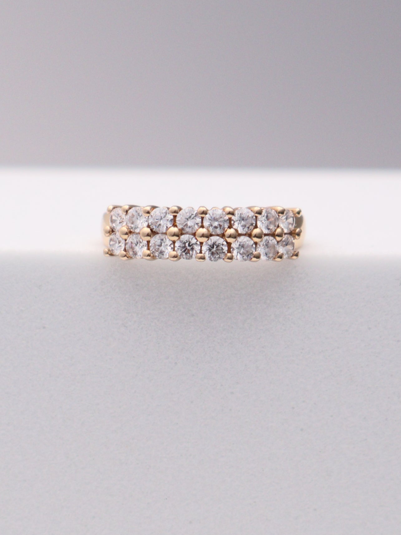 14k Double CZ Ring