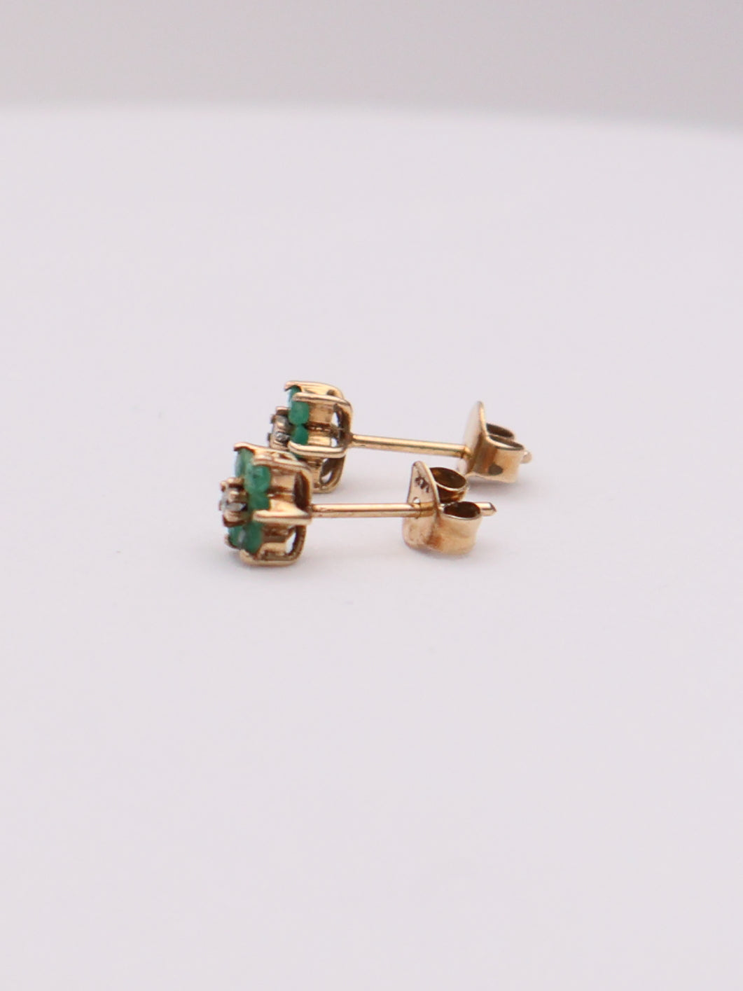 14k Green Flower Studs