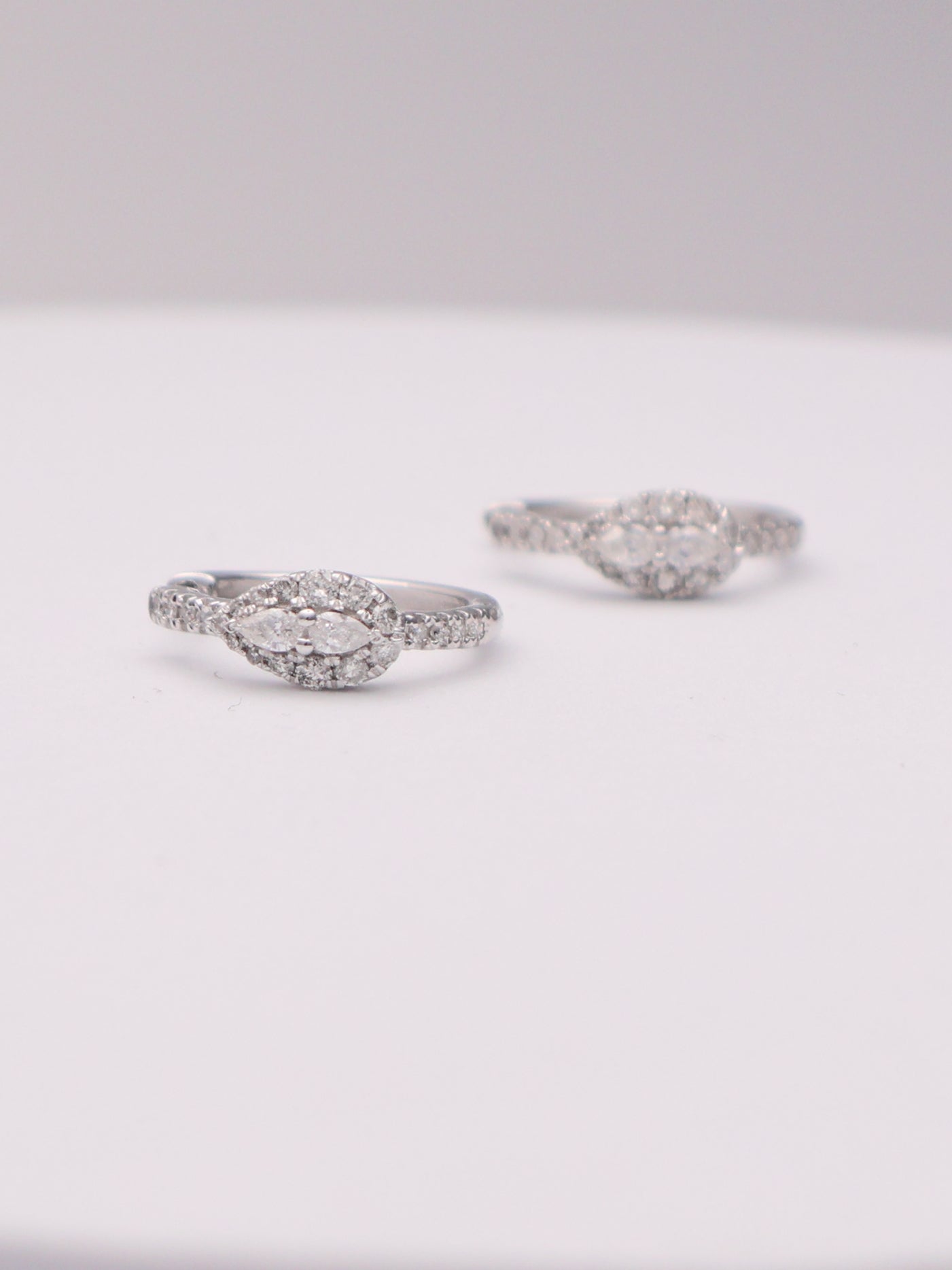 10k WG Diamond Pear Hoop Earrings