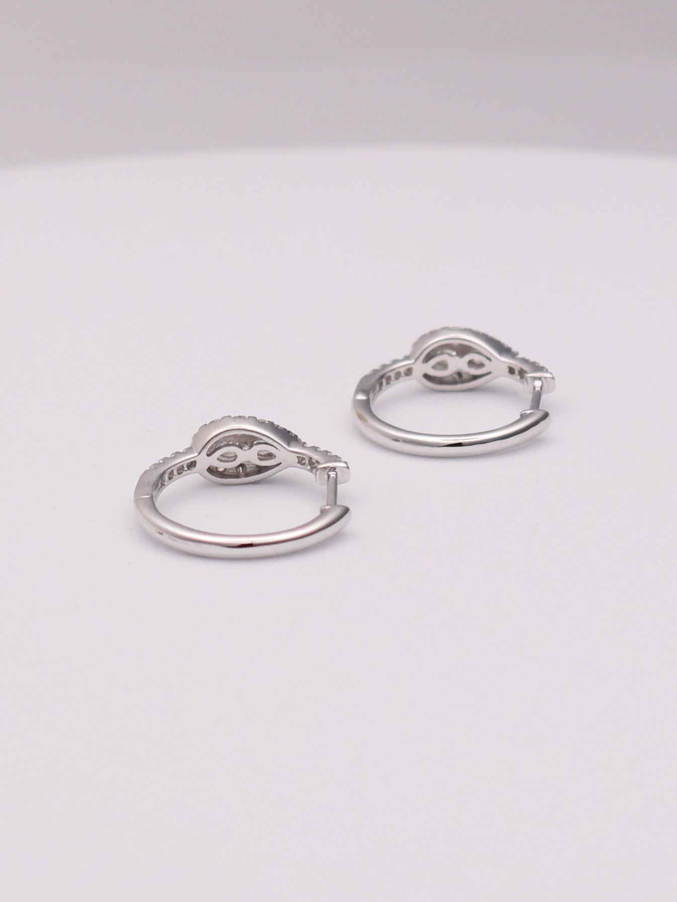 10k WG Diamond Pear Hoop Earrings