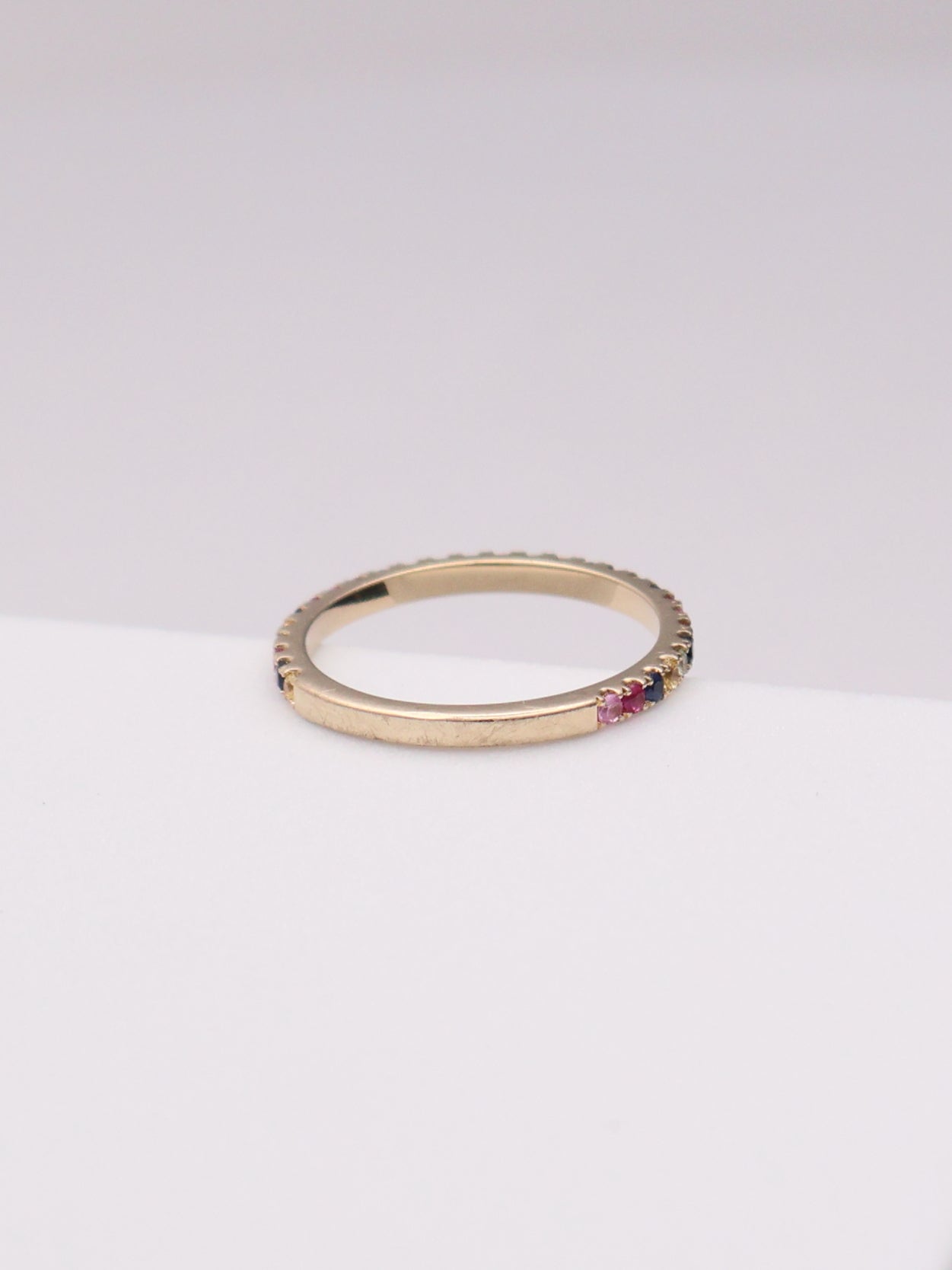 14k Multi-color Stone Accent Band