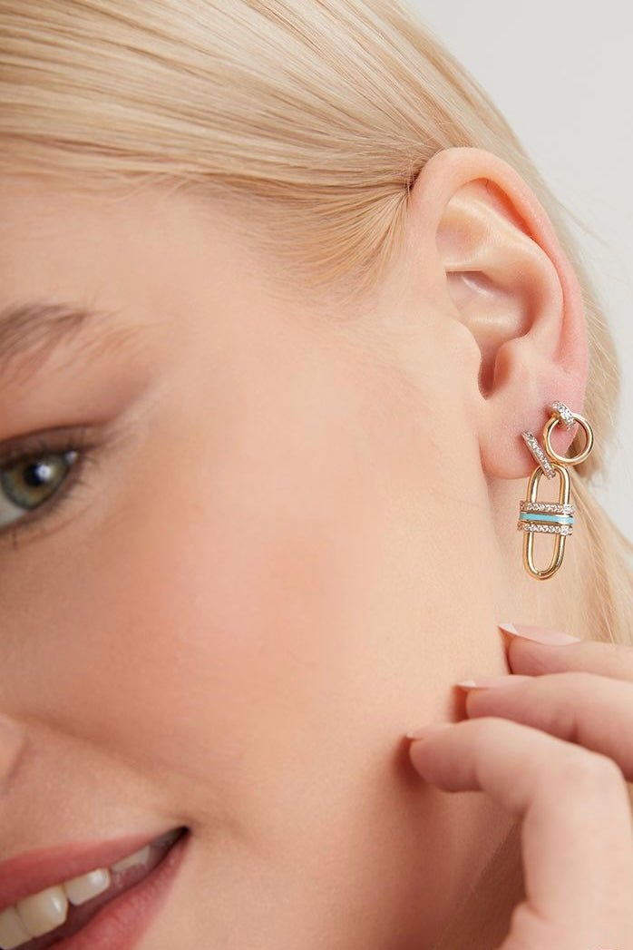 Turquoise Link Drop Earrings