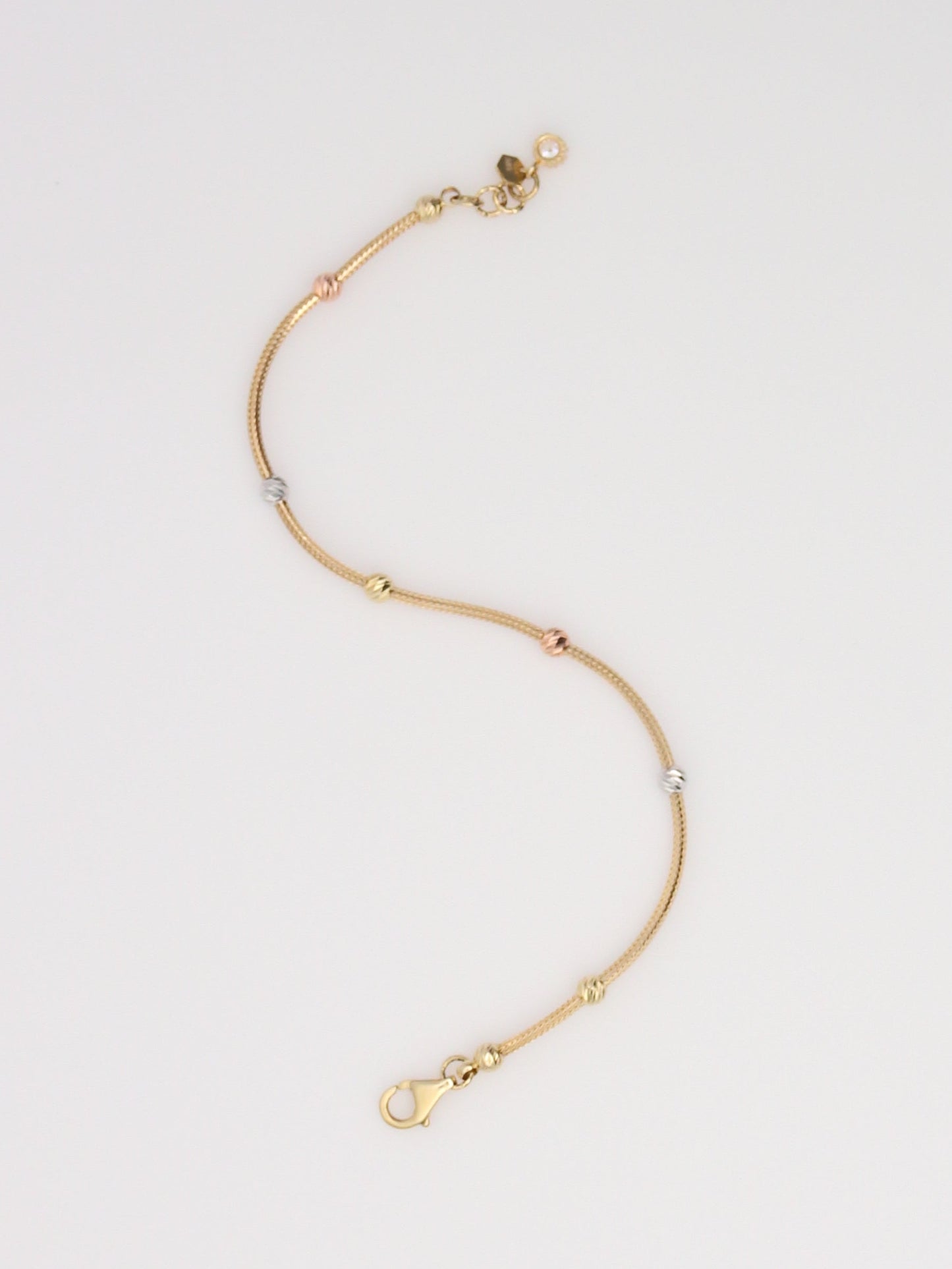 14K Tri-Tone Beaded Bracelet