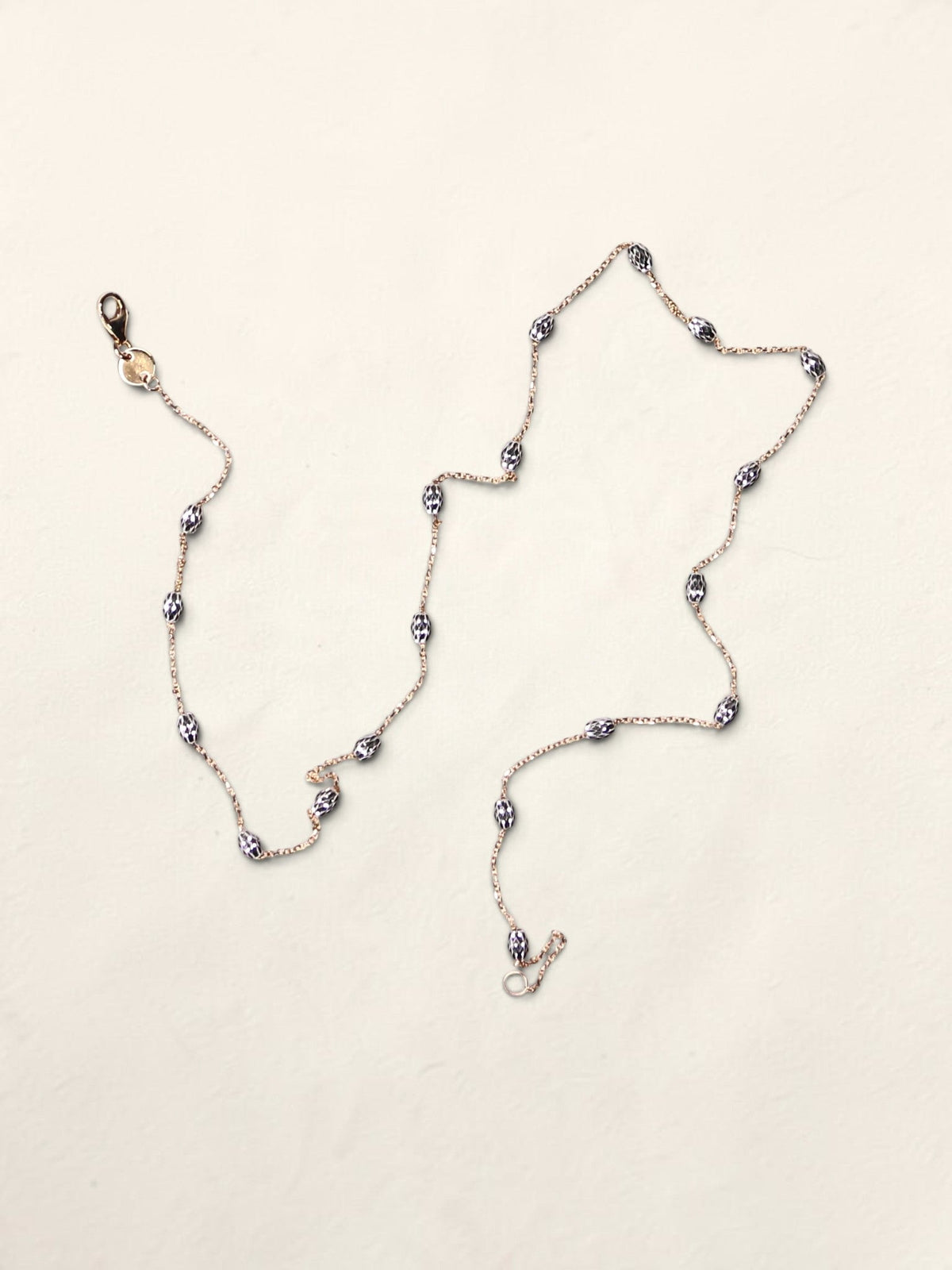 14K Two-Tone Textured Saturn Bead Necklace