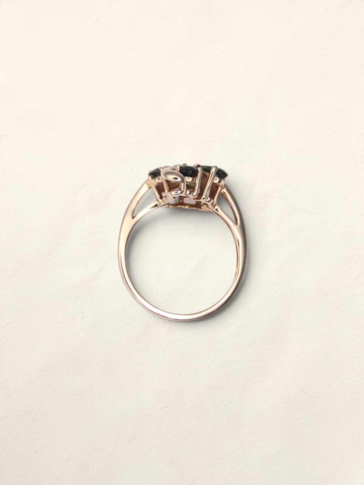 14K Yellow Gold Green Sapphire Cluster Ring