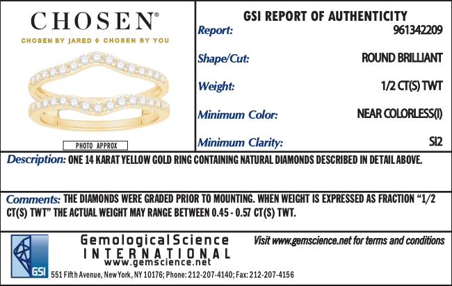 14K Yellow Gold Chosen Diamond Ring Enhancer