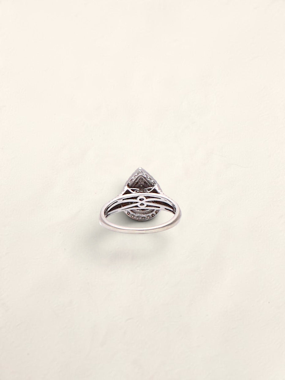 10K White Gold Pear Diamond Ring