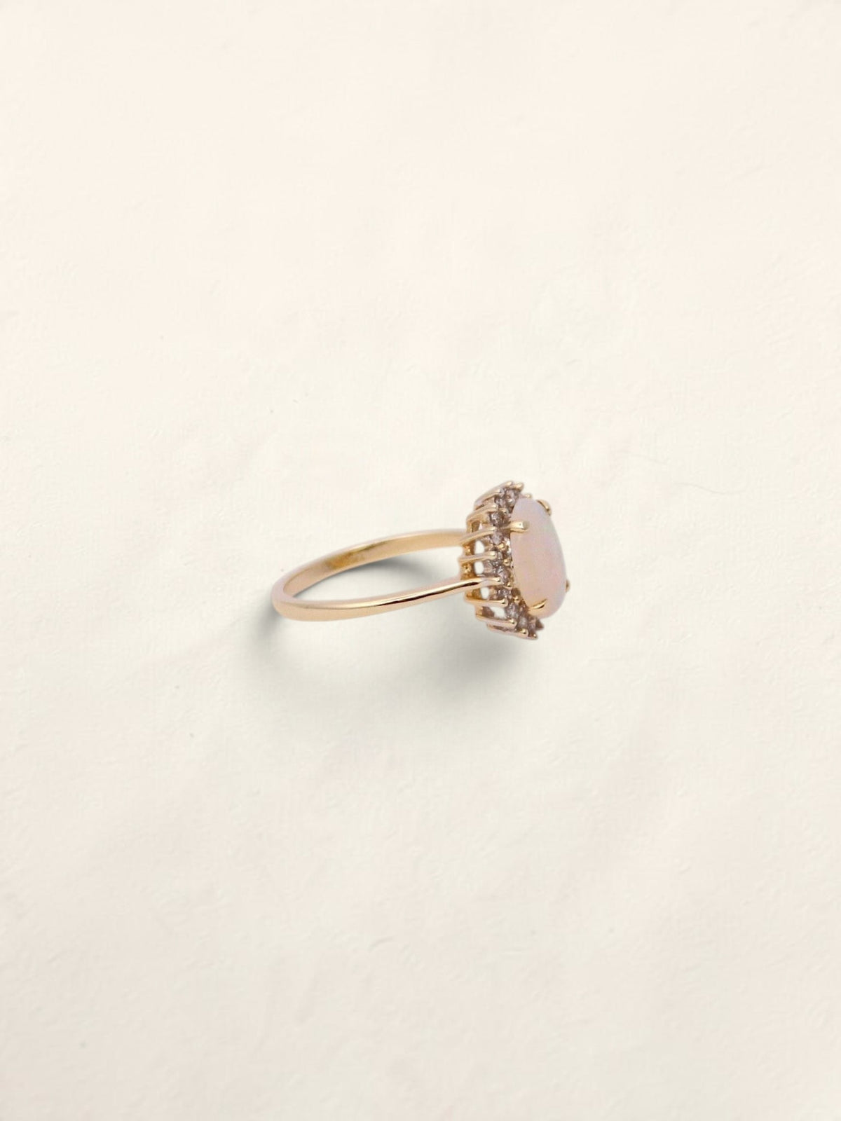 14K Yellow Gold Jelly Opal Diamond Ring