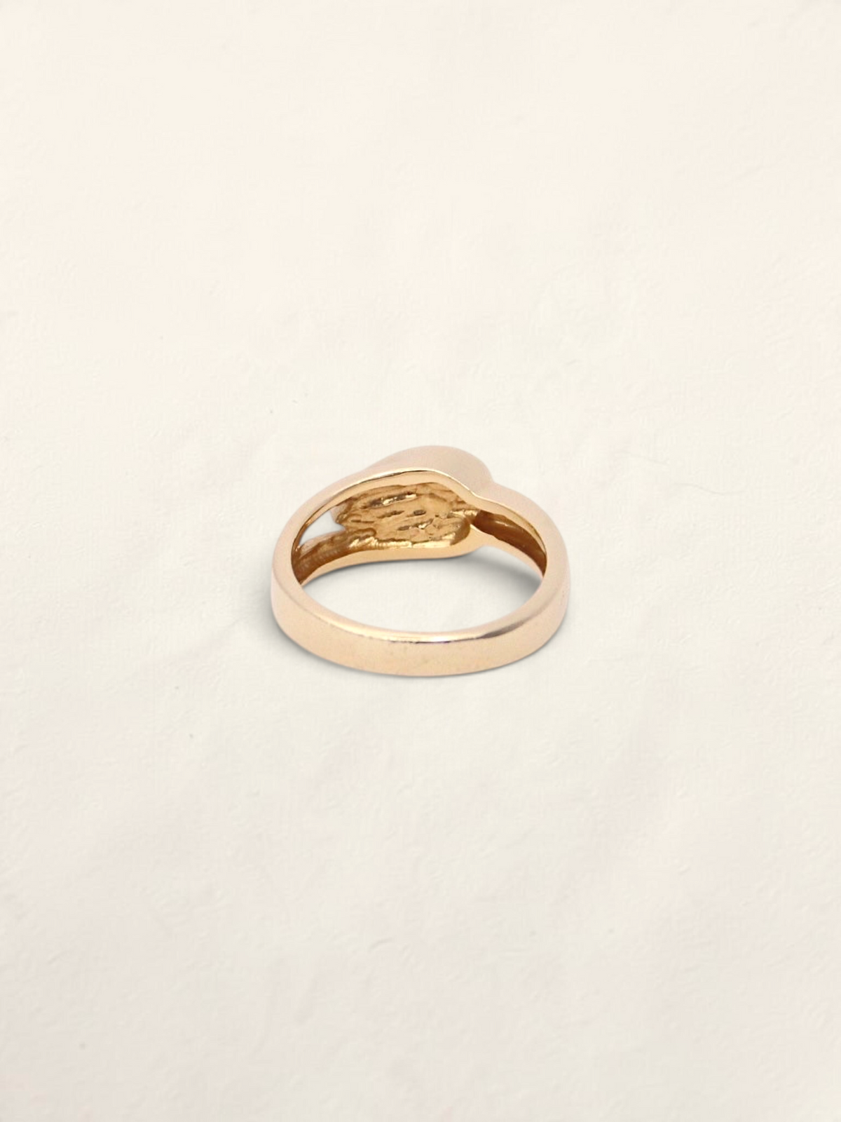 Zafrah 14K yellow gold ring featuring a boulder opal inlay, shown from a back angle on a neutral background.