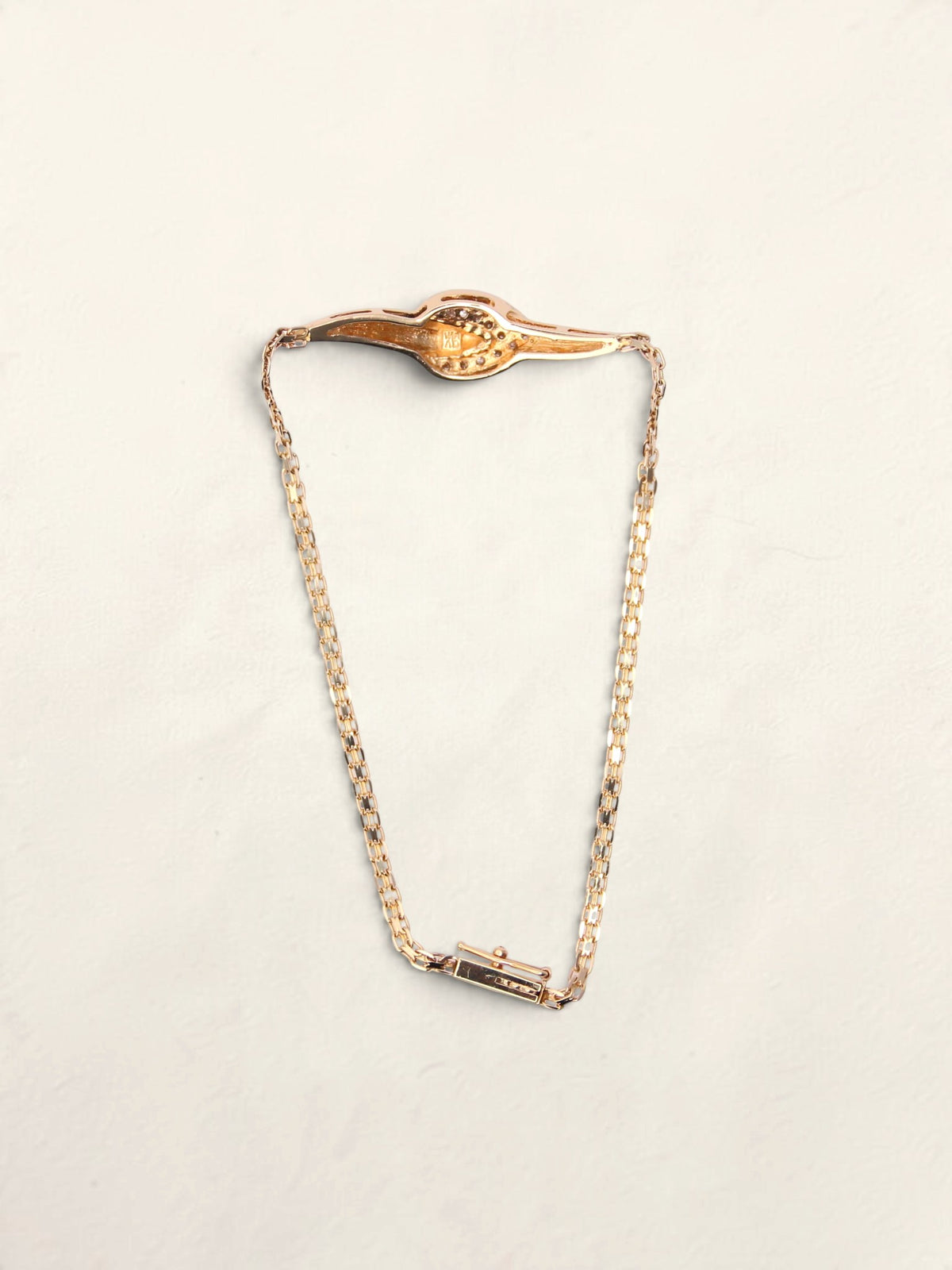 14K Yellow Gold Flat Link Diamond Bracelet