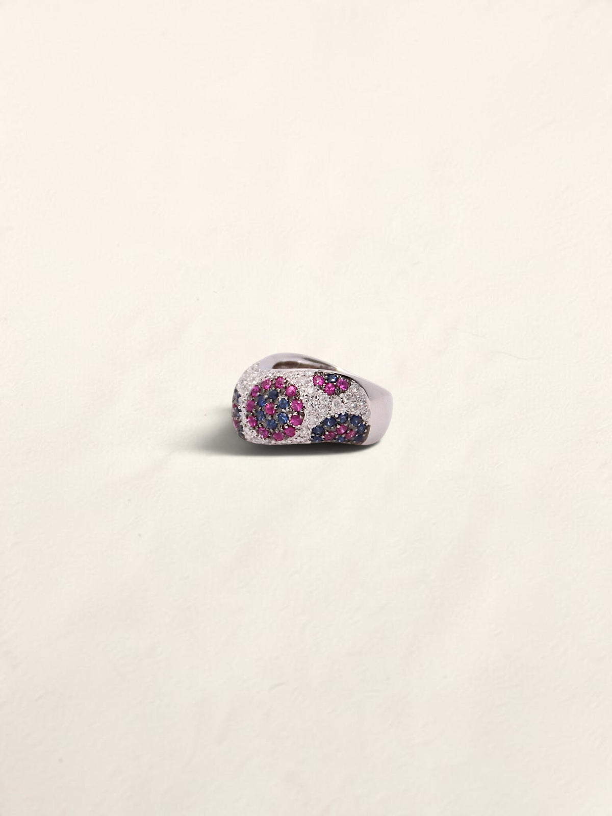 18K Pink and Blue Sapphire Diamond Ring