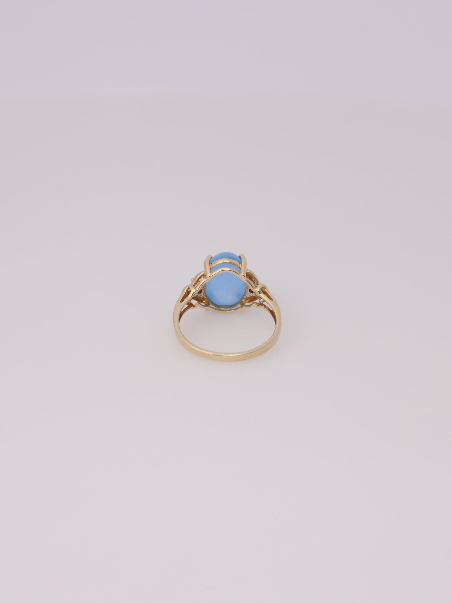 14K Yellow Gold Blue Jadeite and Diamond Ring